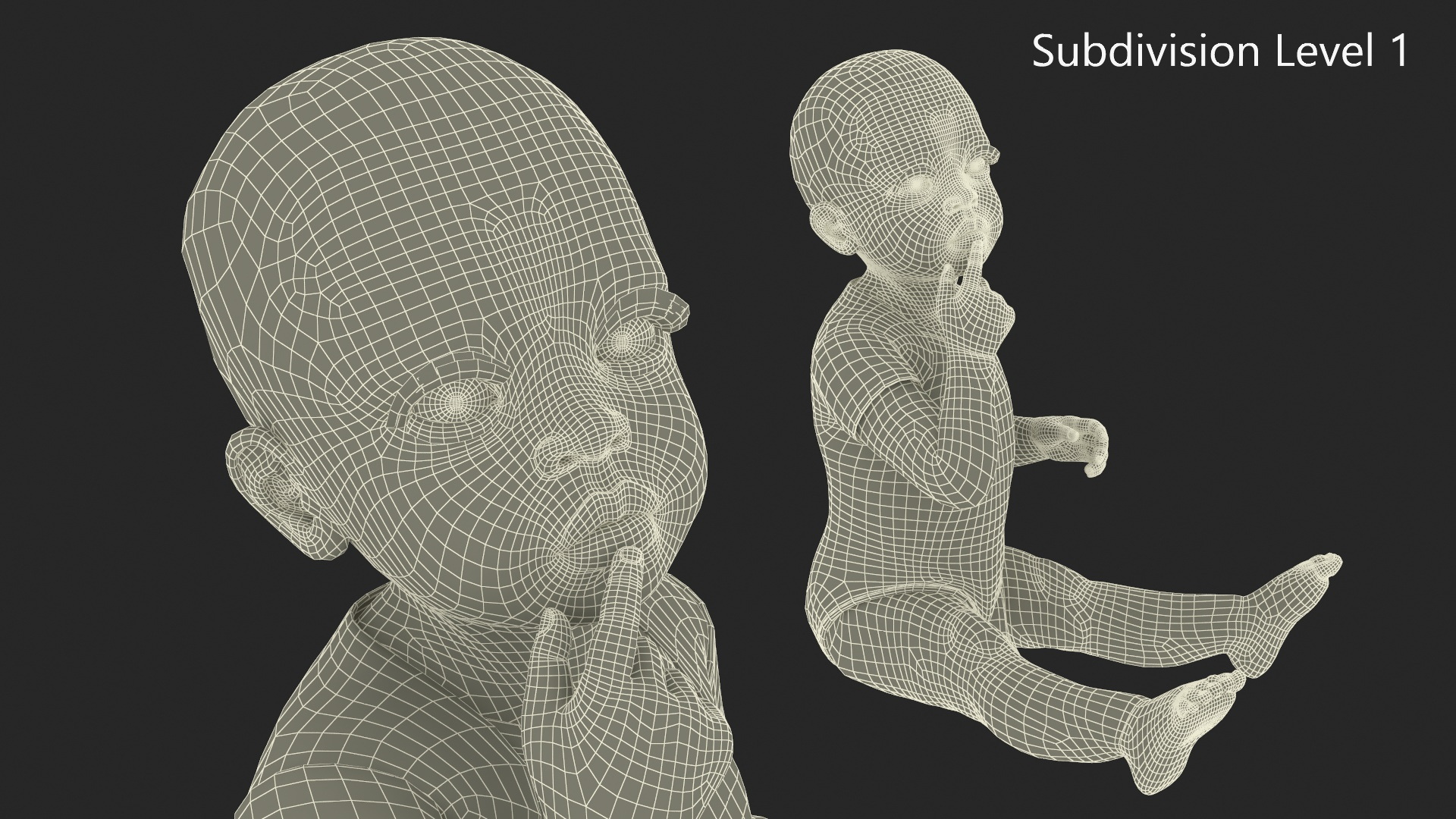 African Baby Girl Light Skin in Bodysuit Sitting Fur 3D