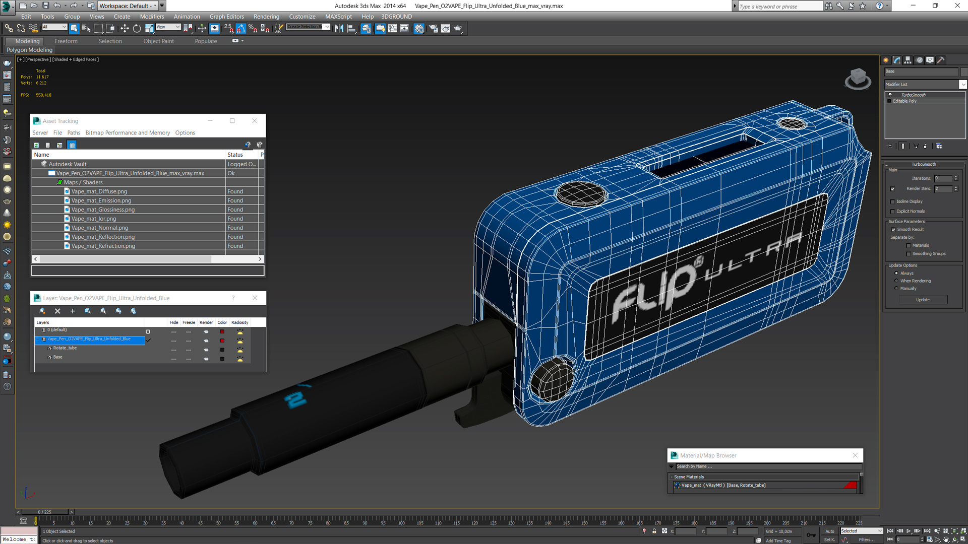 3D model Vape Pen O2VAPE Flip Ultra Unfolded Blue