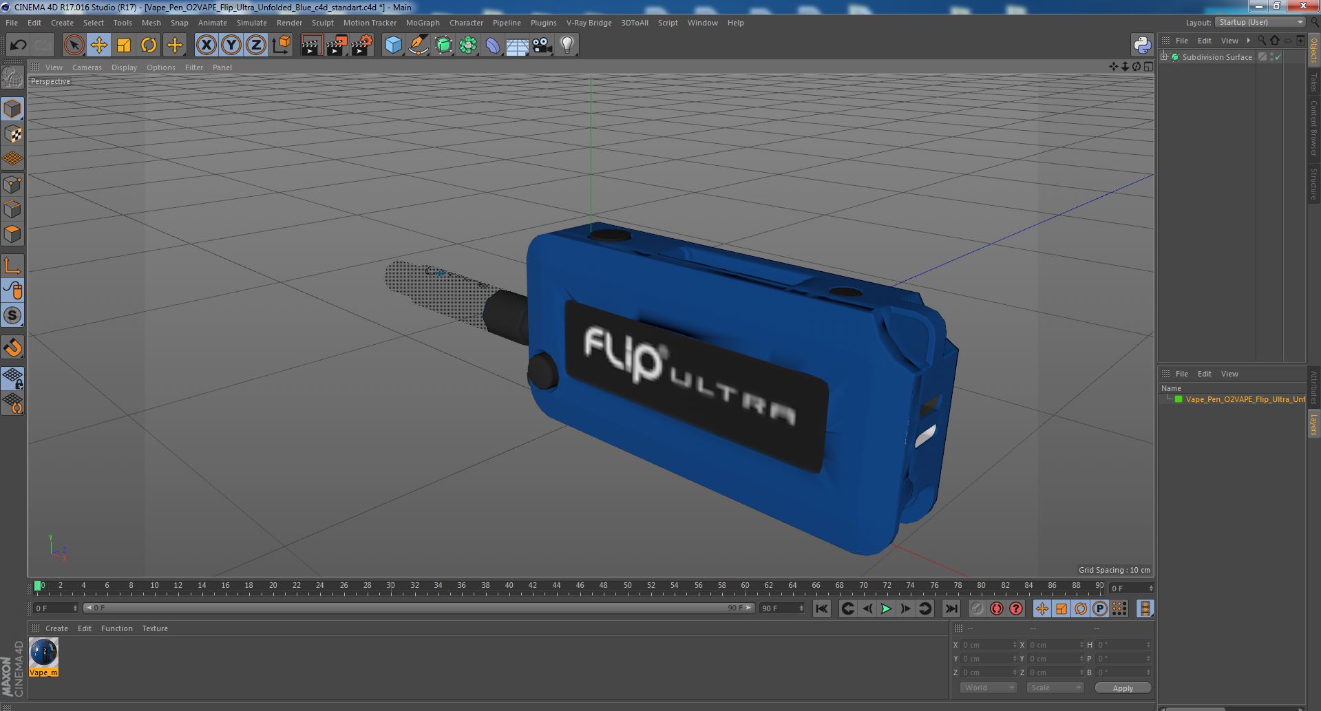 3D model Vape Pen O2VAPE Flip Ultra Unfolded Blue