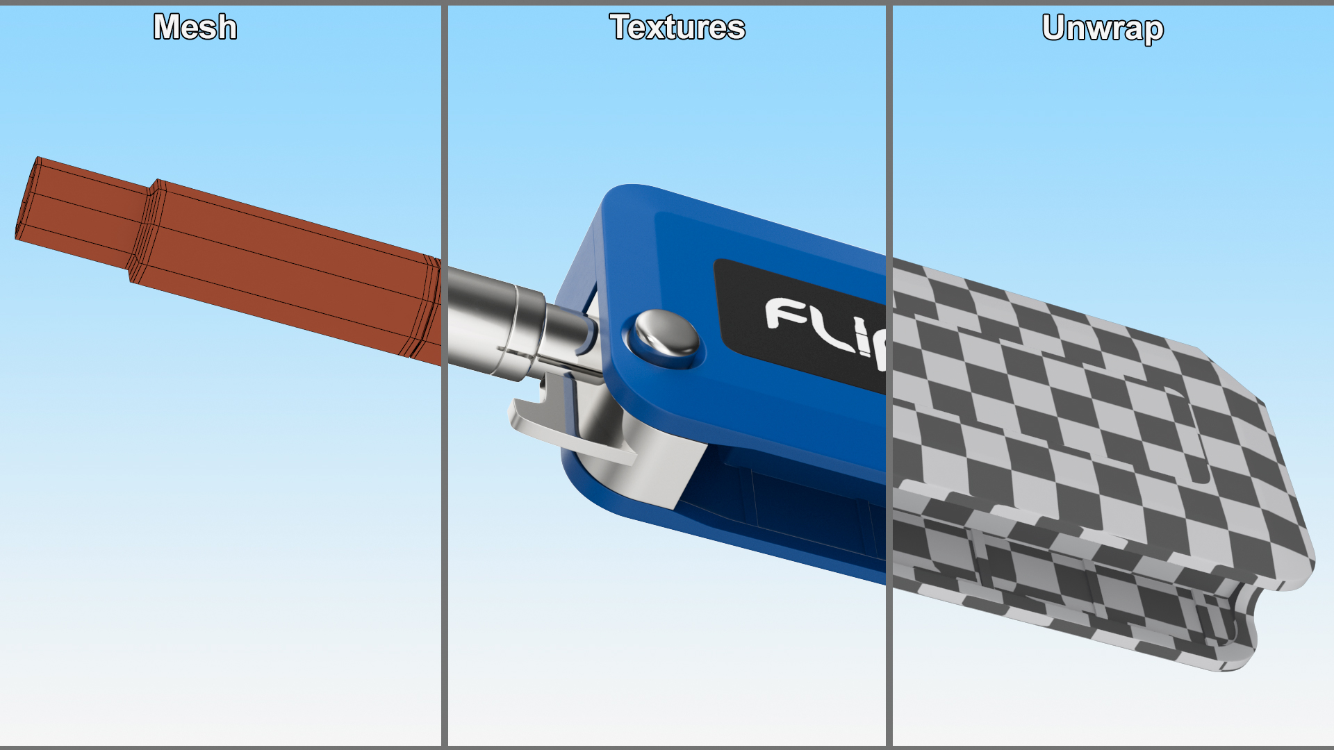 3D model Vape Pen O2VAPE Flip Ultra Unfolded Blue