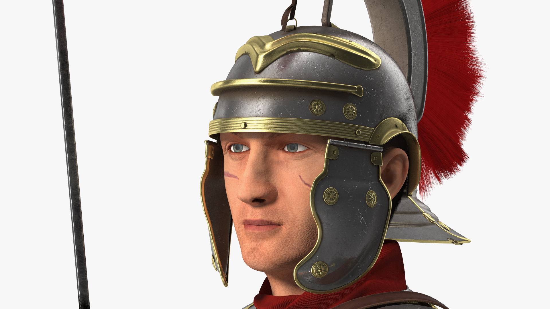 3D model Veteran Roman Legionnaire Standing with Scutum and Pilum Fur