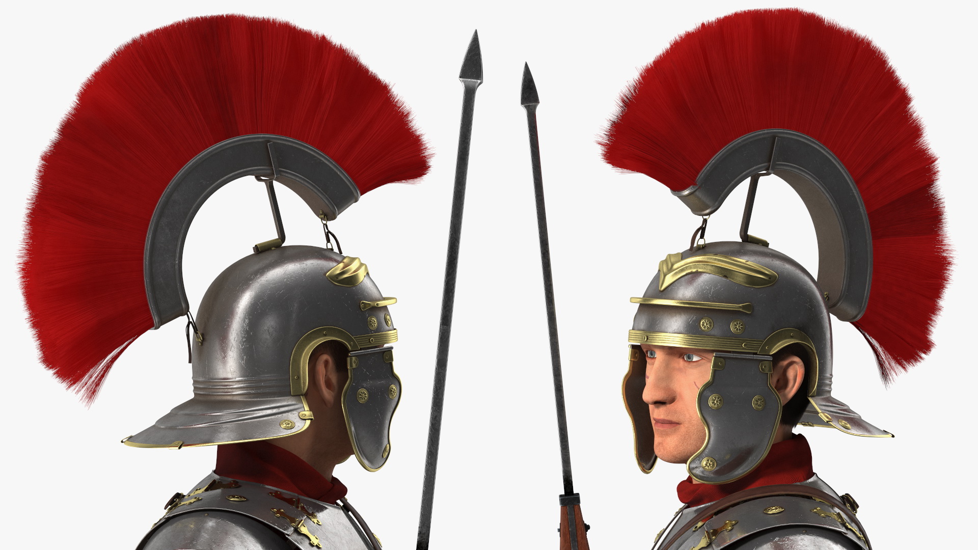 3D model Veteran Roman Legionnaire Standing with Scutum and Pilum Fur