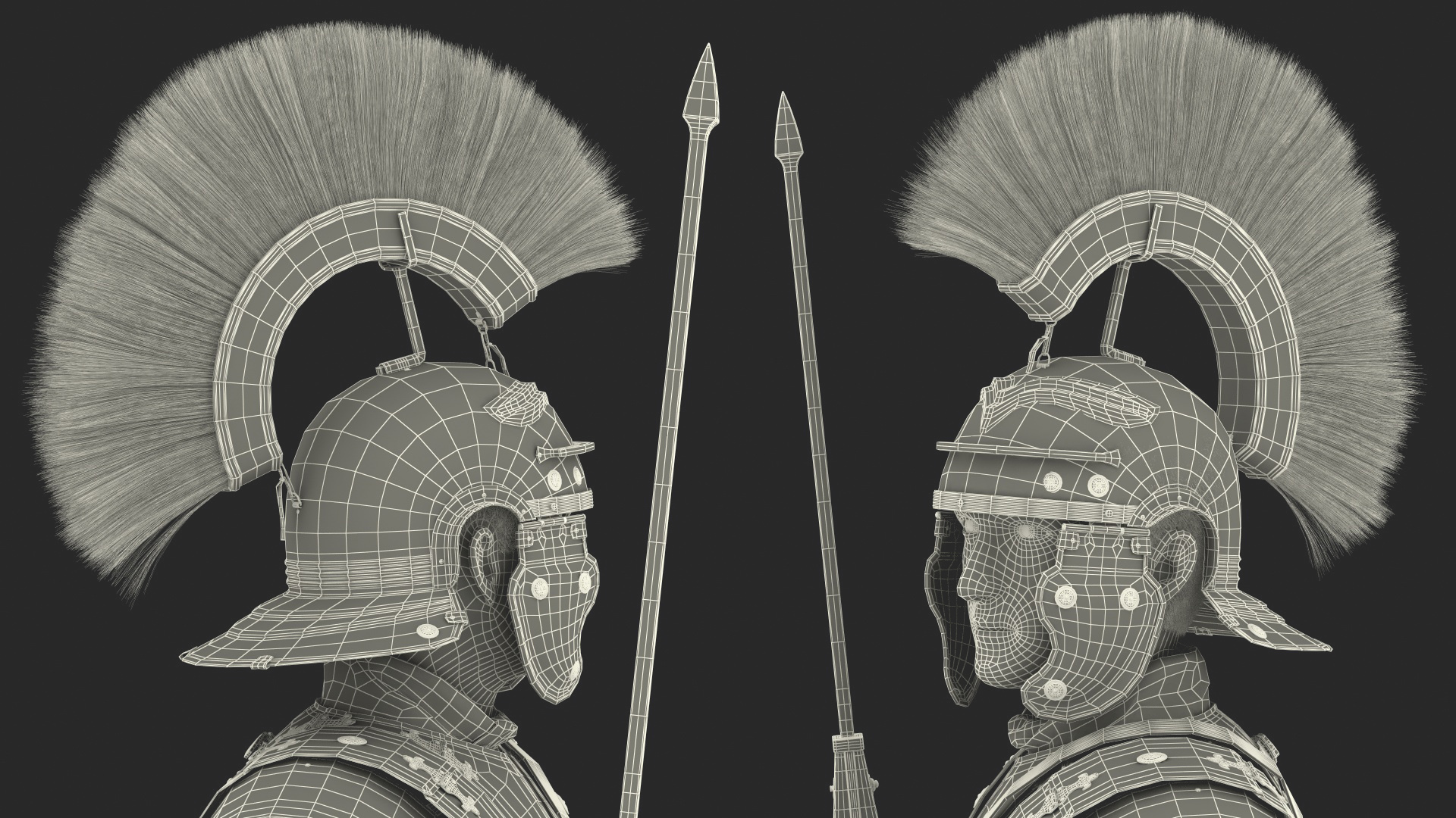 3D model Veteran Roman Legionnaire Standing with Scutum and Pilum Fur