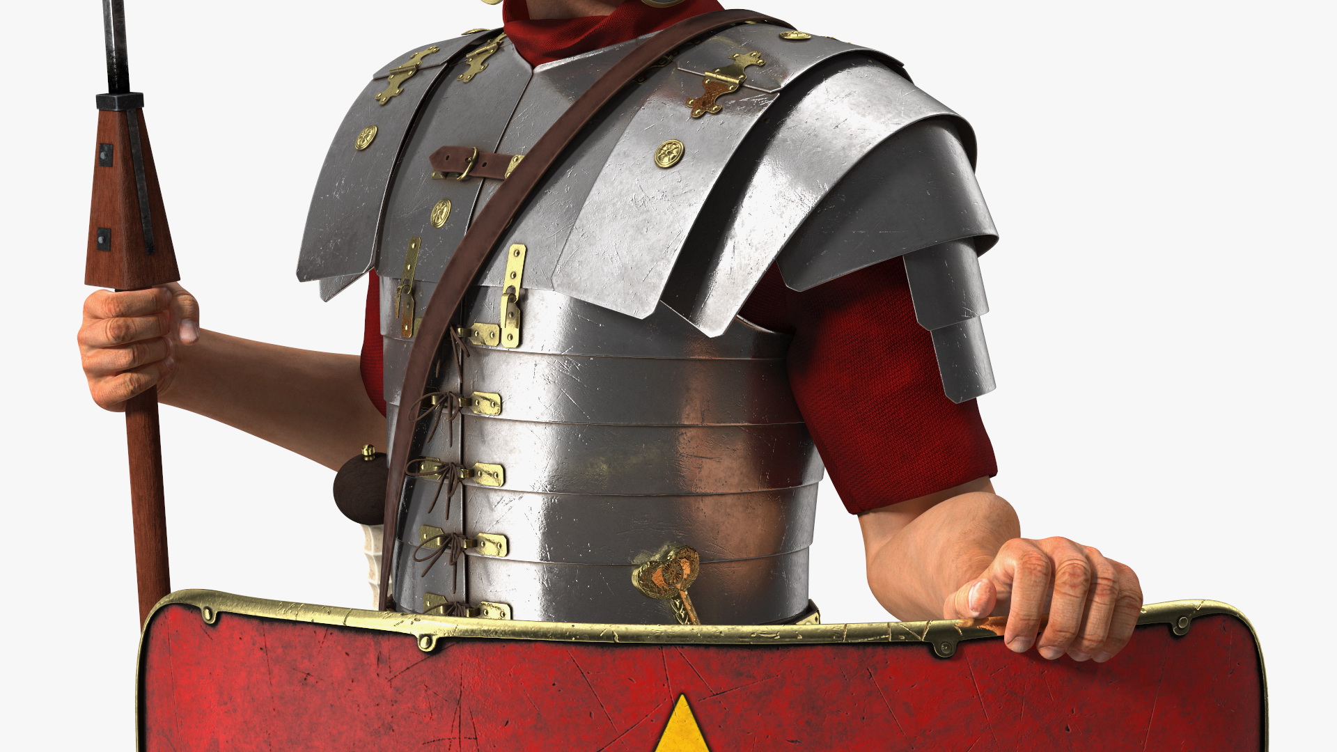 3D model Veteran Roman Legionnaire Standing with Scutum and Pilum Fur