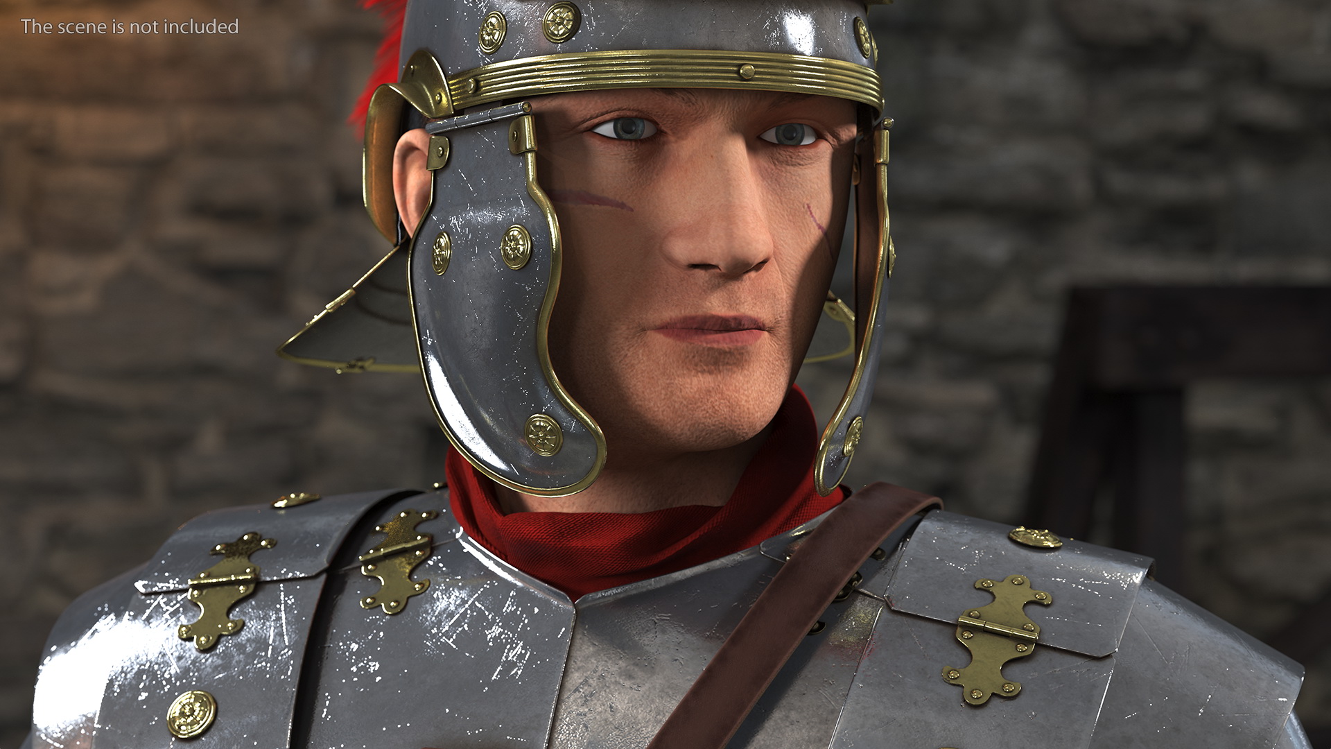 3D model Veteran Roman Legionnaire Standing with Scutum and Pilum Fur