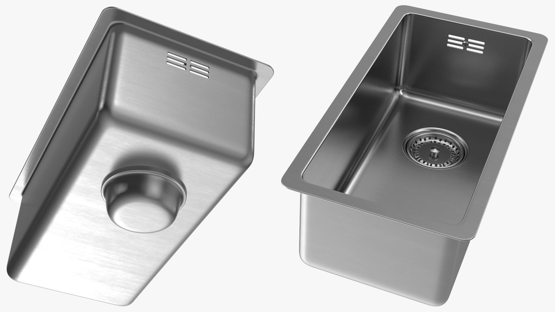 3D model Stainless Steel Narrow Single Bowl Undermount Sink