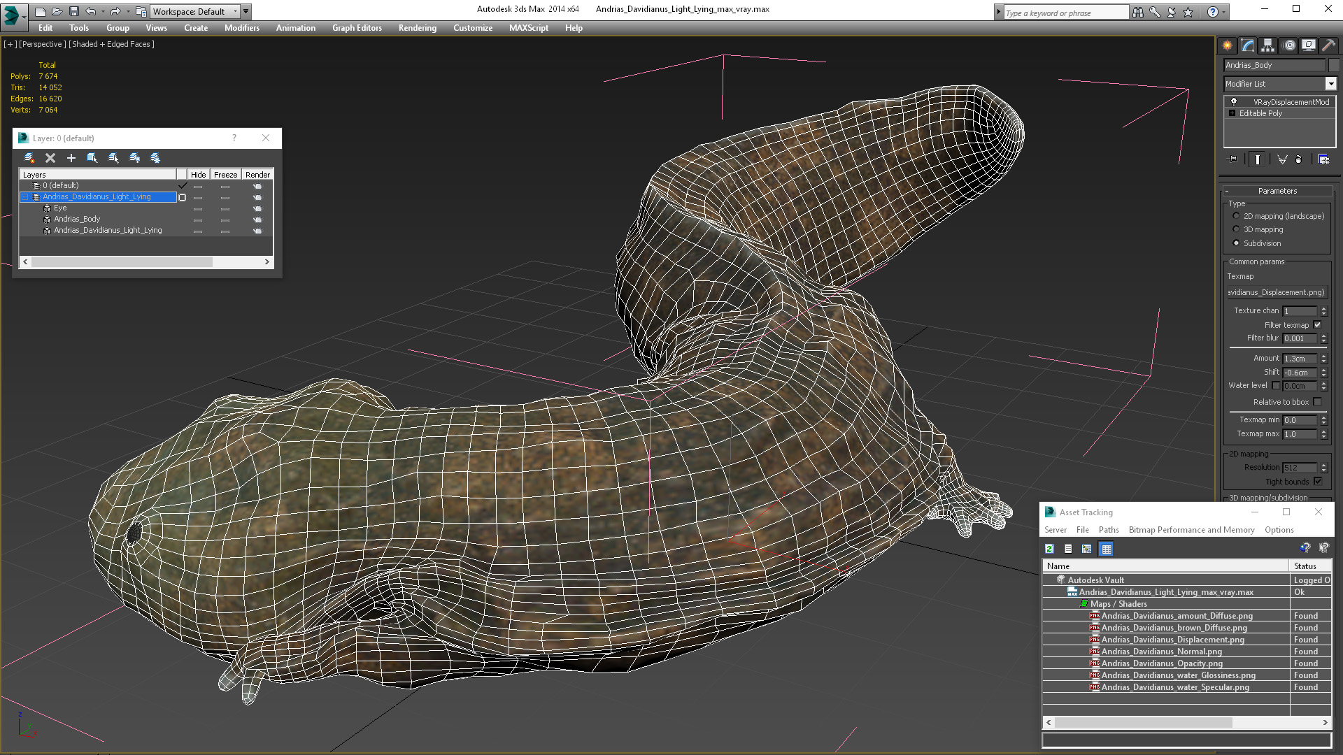 3D model Andrias Davidianus Light Lying