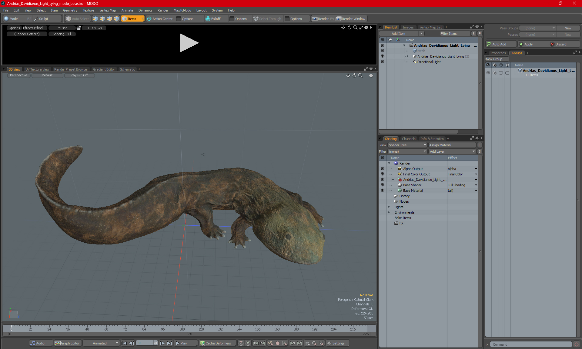 3D model Andrias Davidianus Light Lying