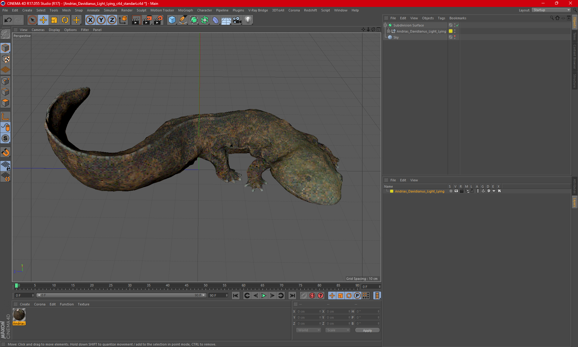 3D model Andrias Davidianus Light Lying