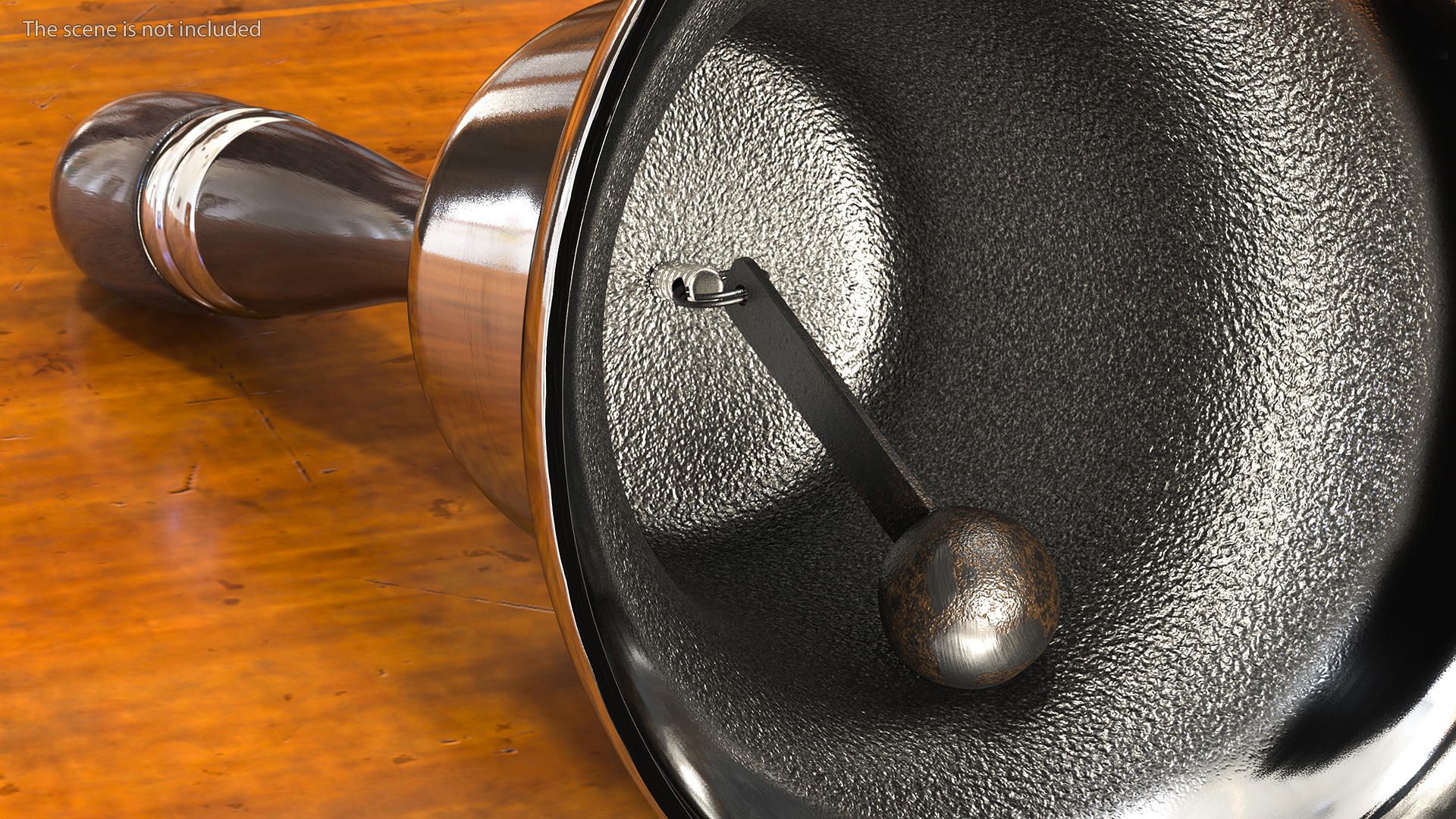 Silver Altar Bell with Wood Handle 3D model