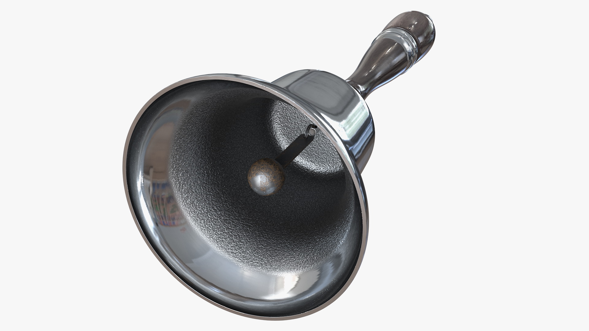 Silver Altar Bell with Wood Handle 3D model