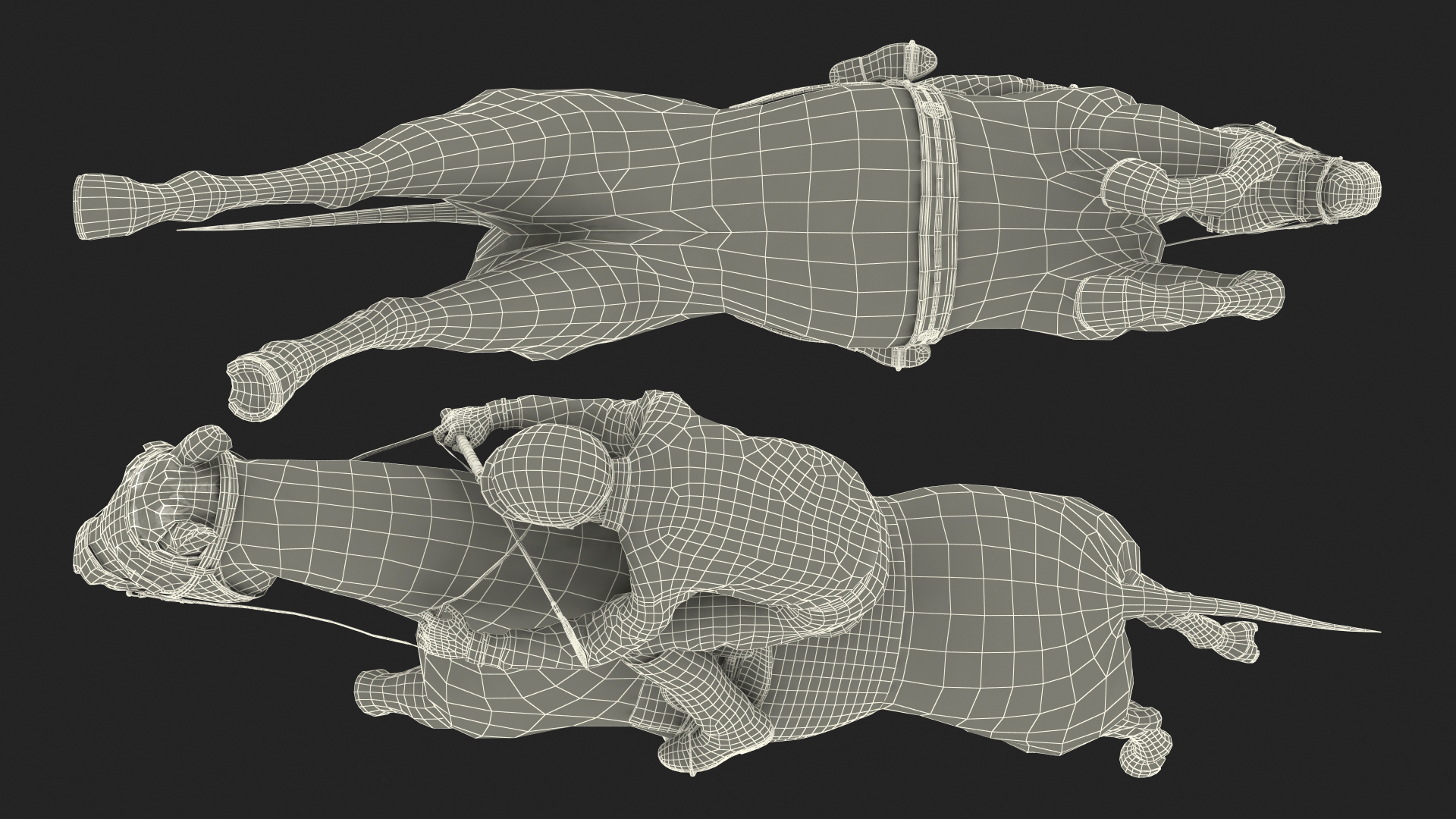 Jumping Bay Racing Horse with Jokey Fur 3D model