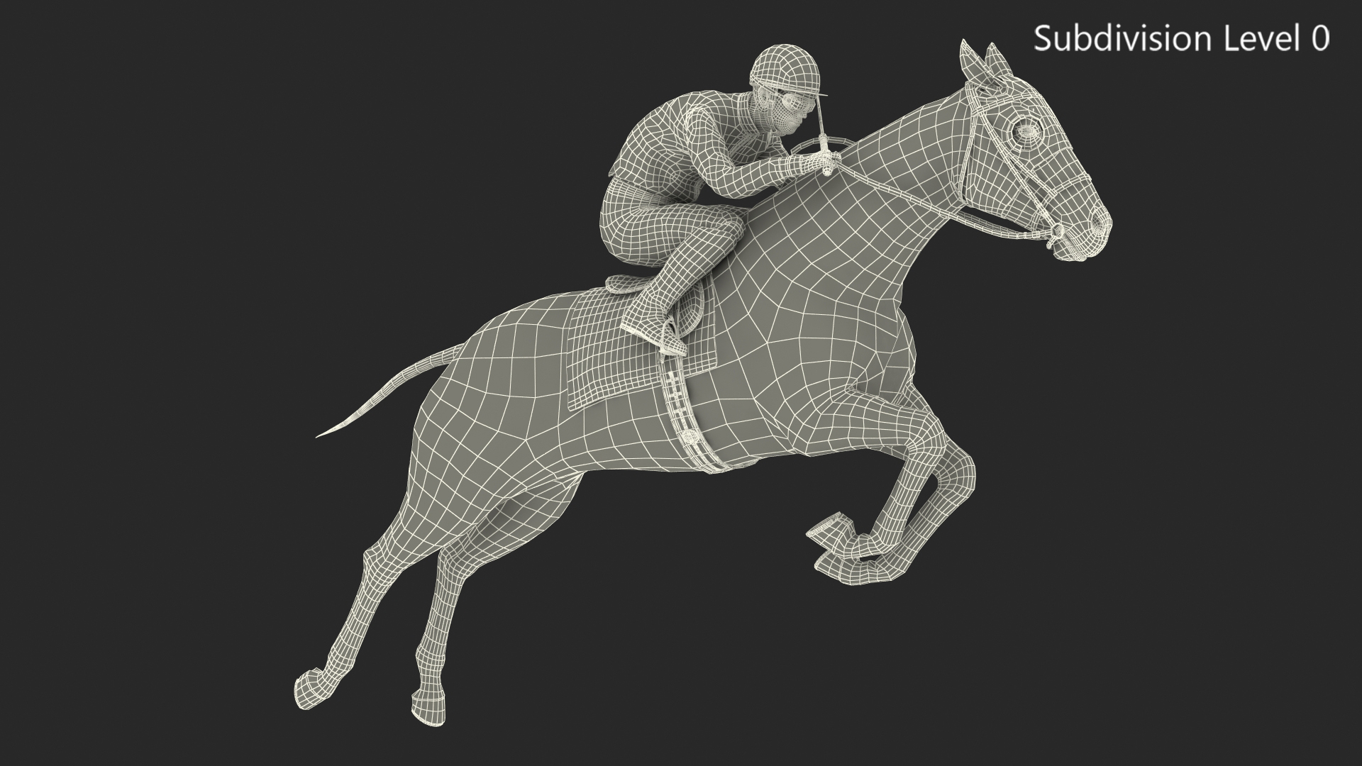 Jumping Bay Racing Horse with Jokey Fur 3D model