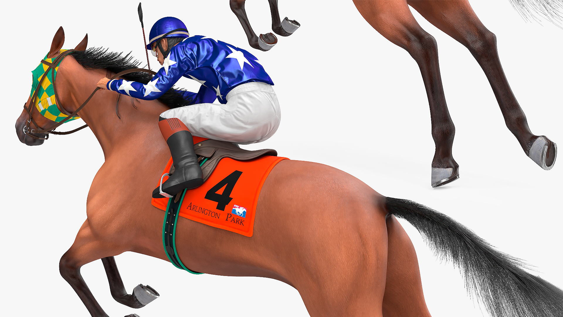 Jumping Bay Racing Horse with Jokey Fur 3D model