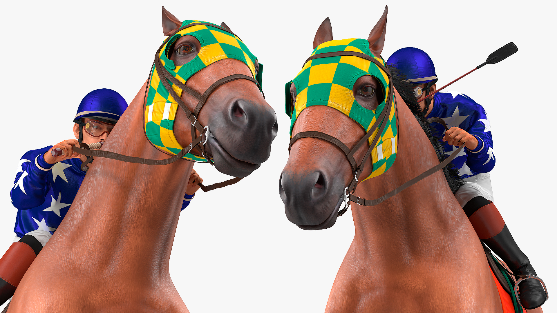 Jumping Bay Racing Horse with Jokey Fur 3D model