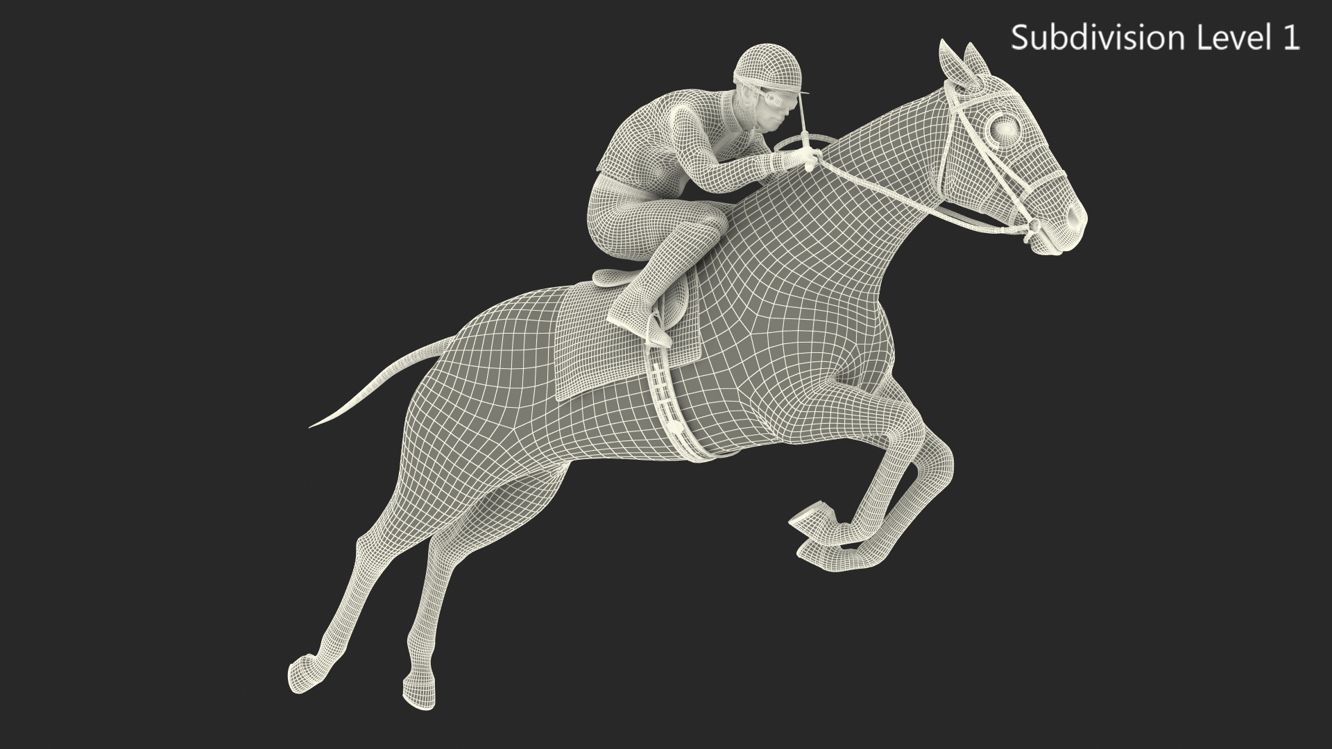 Jumping Bay Racing Horse with Jokey Fur 3D model