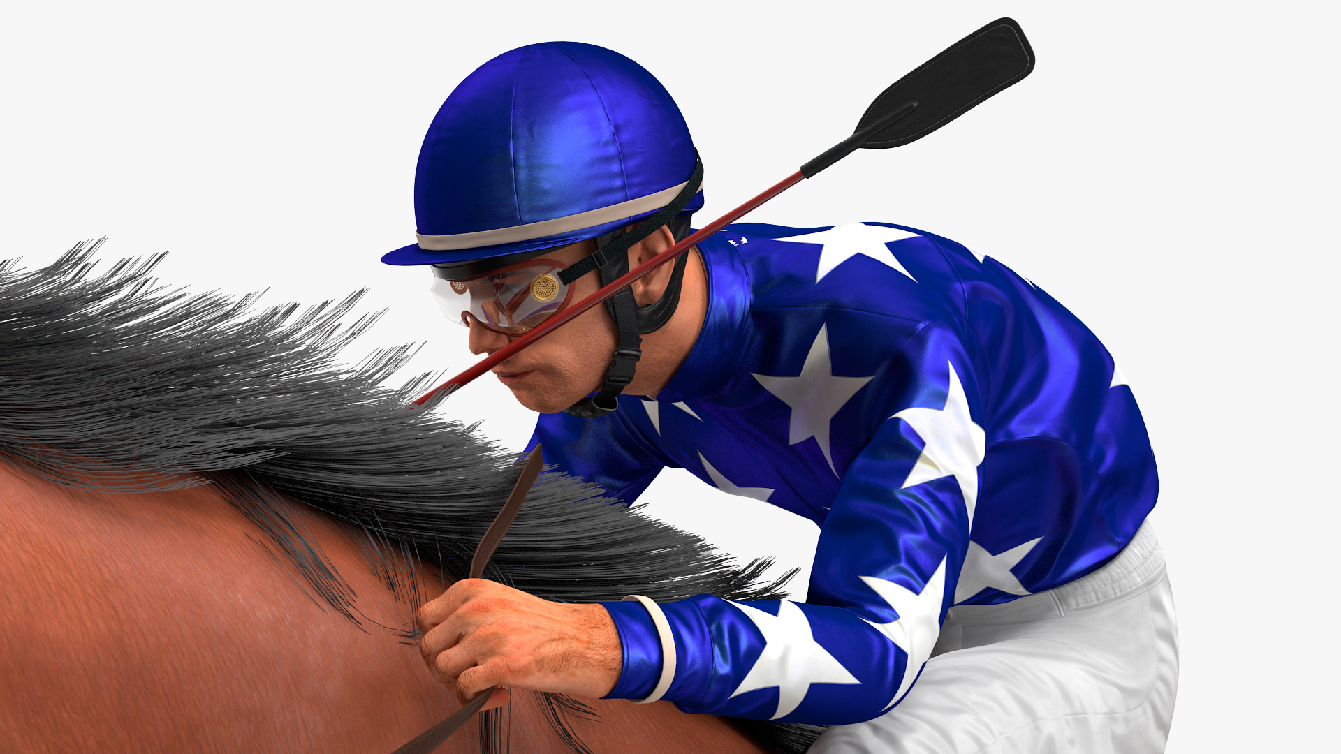Jumping Bay Racing Horse with Jokey Fur 3D model