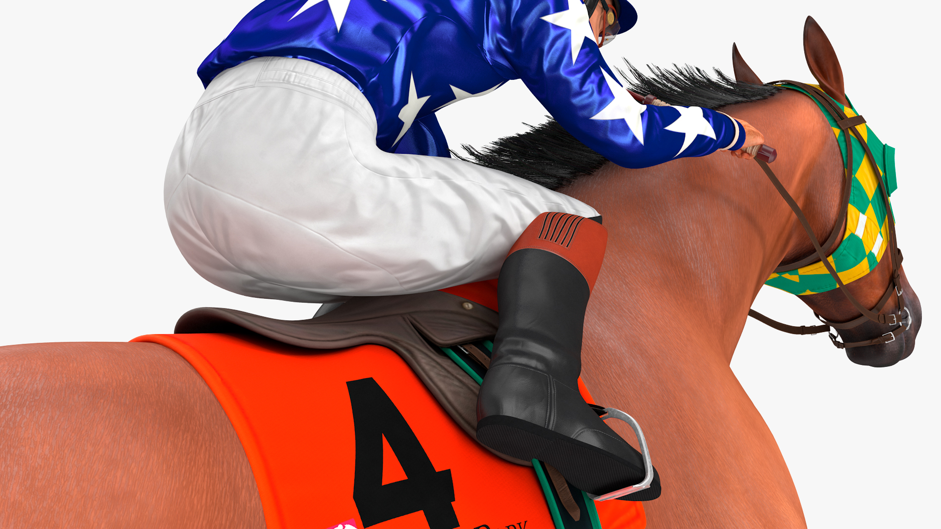 Jumping Bay Racing Horse with Jokey Fur 3D model