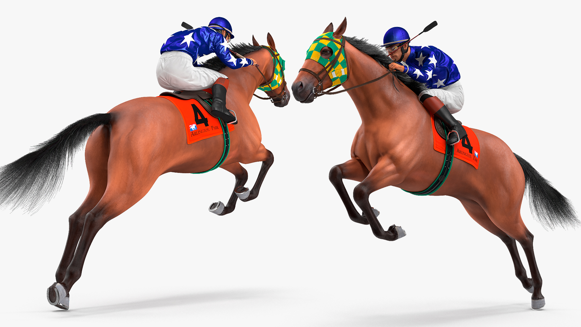 Jumping Bay Racing Horse with Jokey Fur 3D model