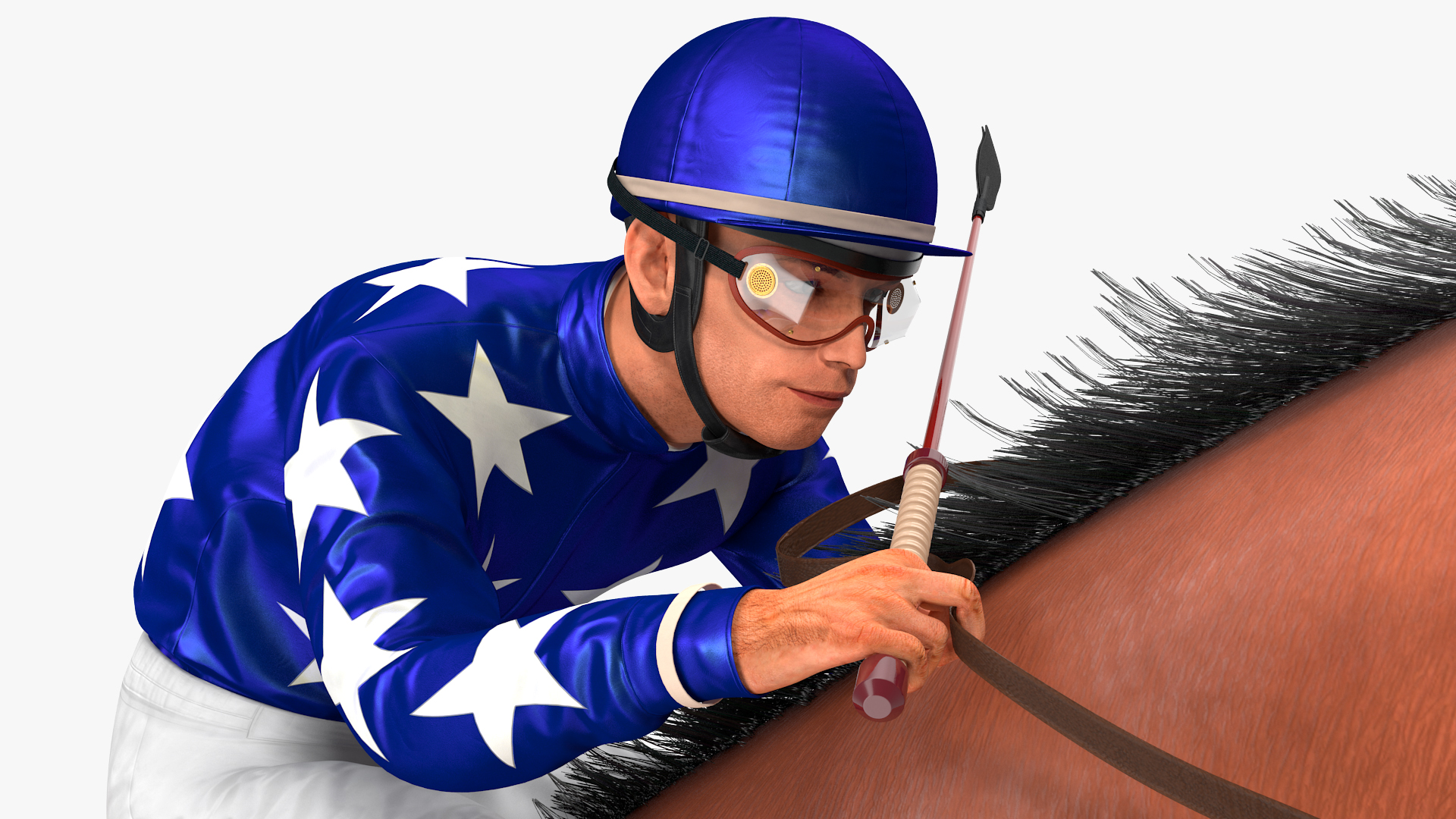 Jumping Bay Racing Horse with Jokey Fur 3D model