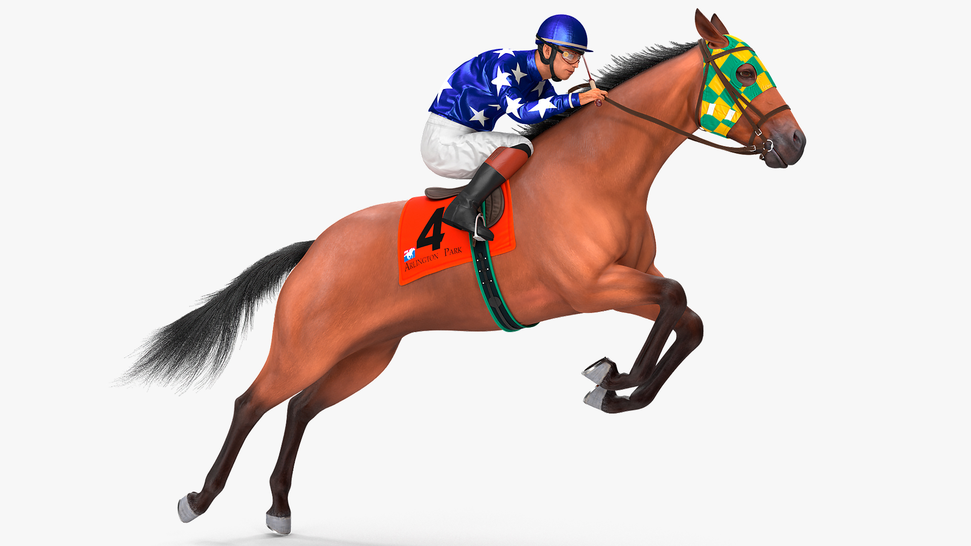 Jumping Bay Racing Horse with Jokey Fur 3D model