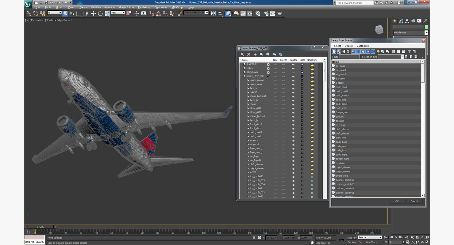 Boeing 737 600 with Interior Delta Air Lines 3D model