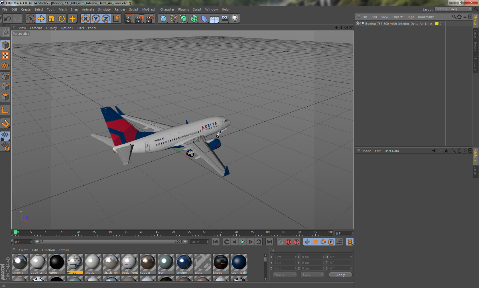 Boeing 737 600 with Interior Delta Air Lines 3D model