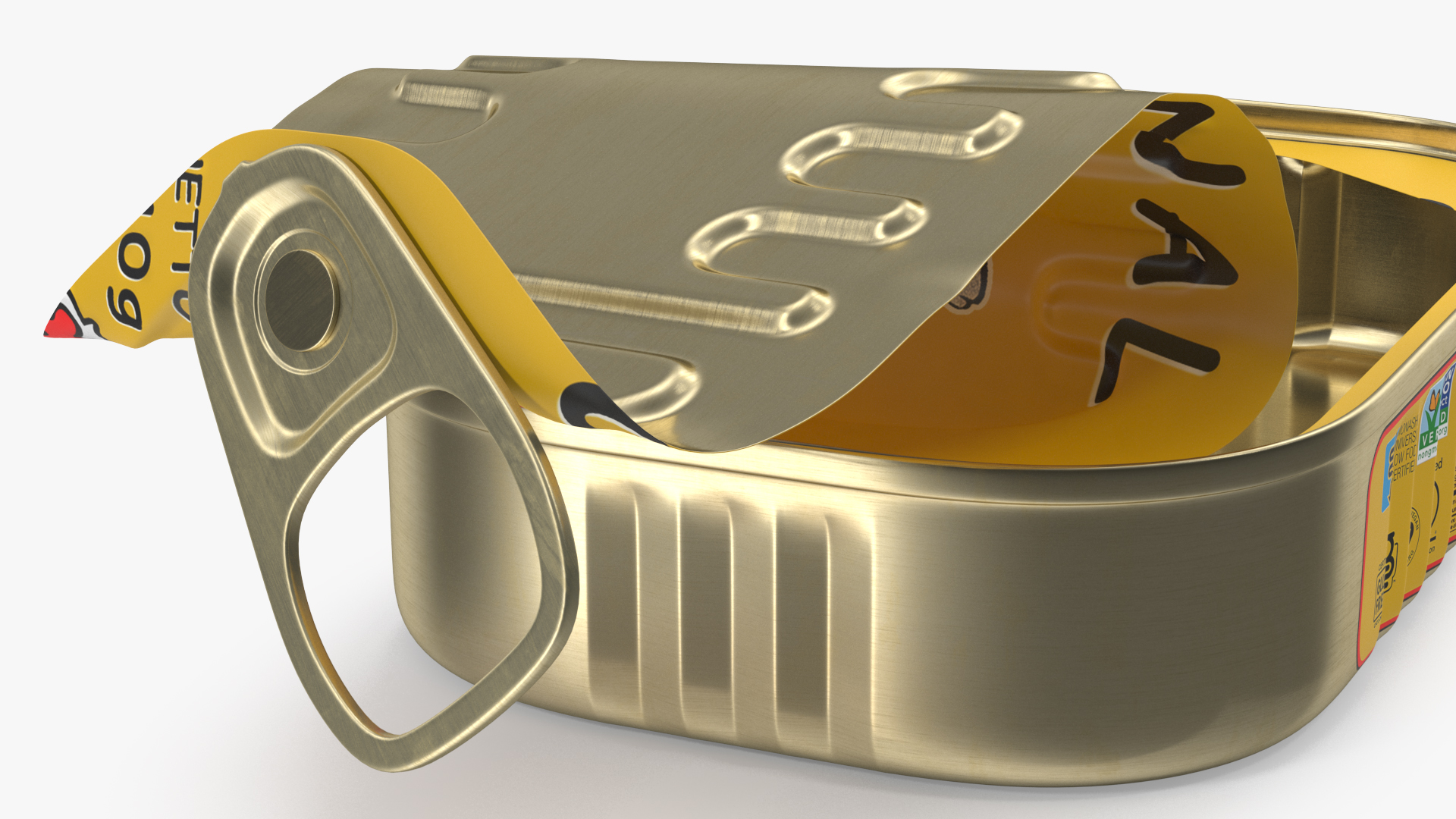 3D Open Empty Rectangular Sardine Tin Can model