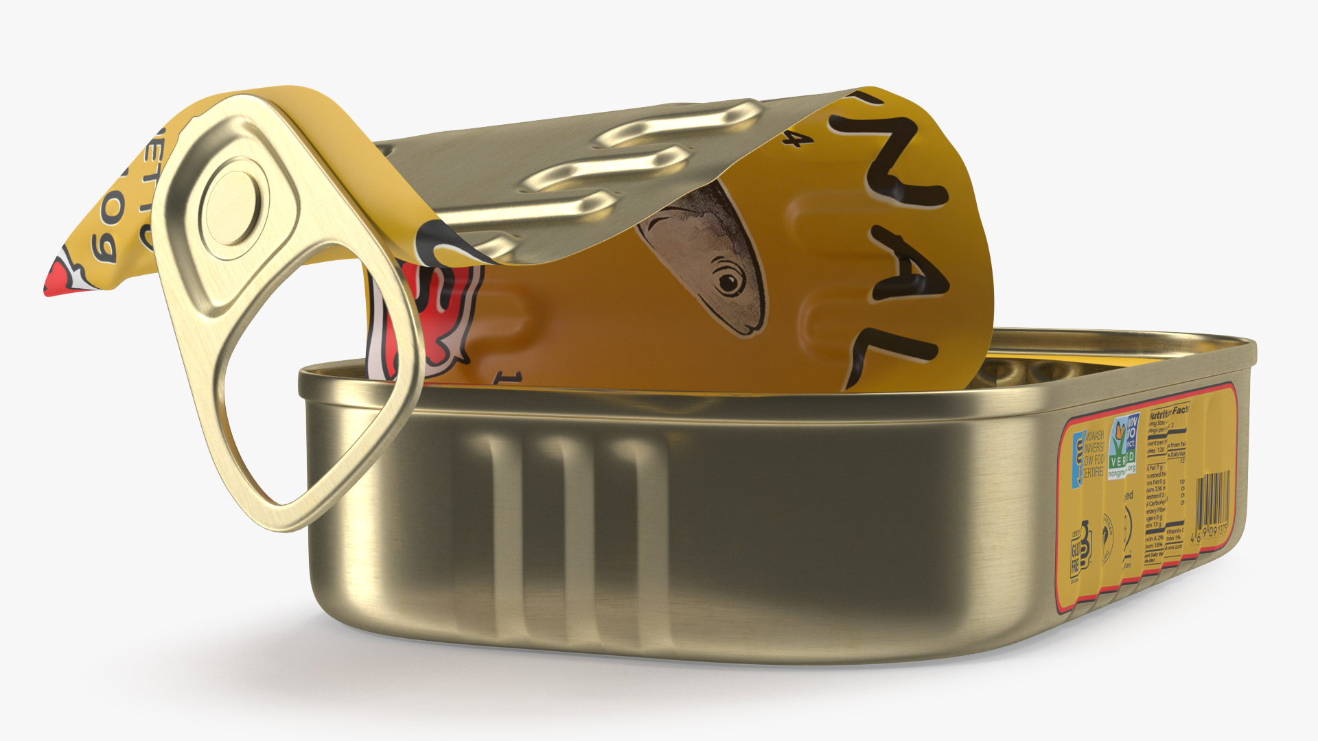 3D Open Empty Rectangular Sardine Tin Can model