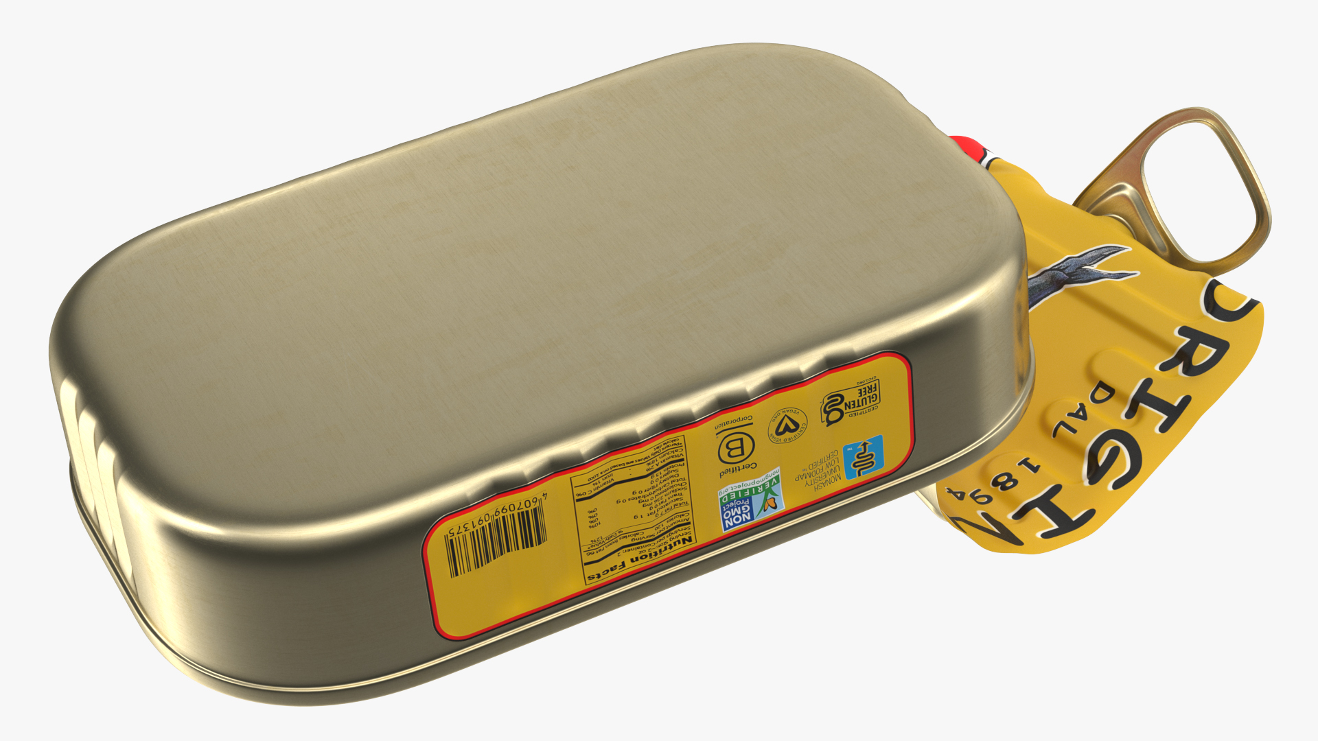 3D Open Empty Rectangular Sardine Tin Can model