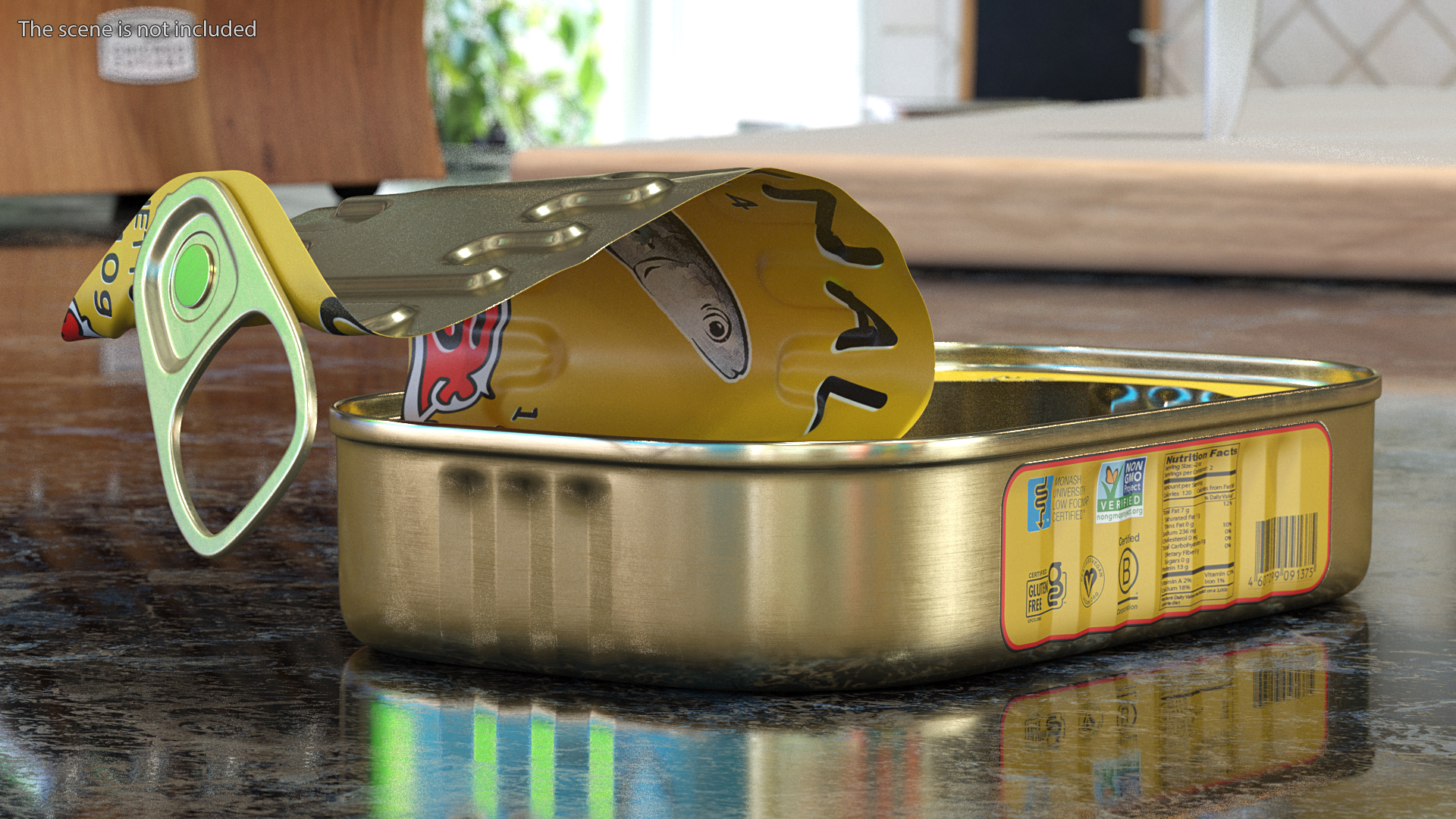 3D Open Empty Rectangular Sardine Tin Can model