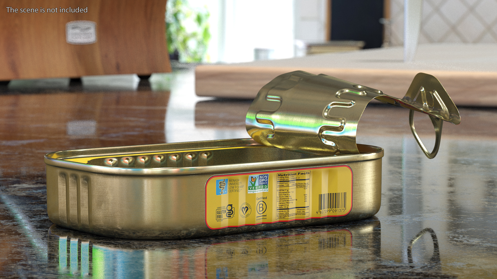 3D Open Empty Rectangular Sardine Tin Can model