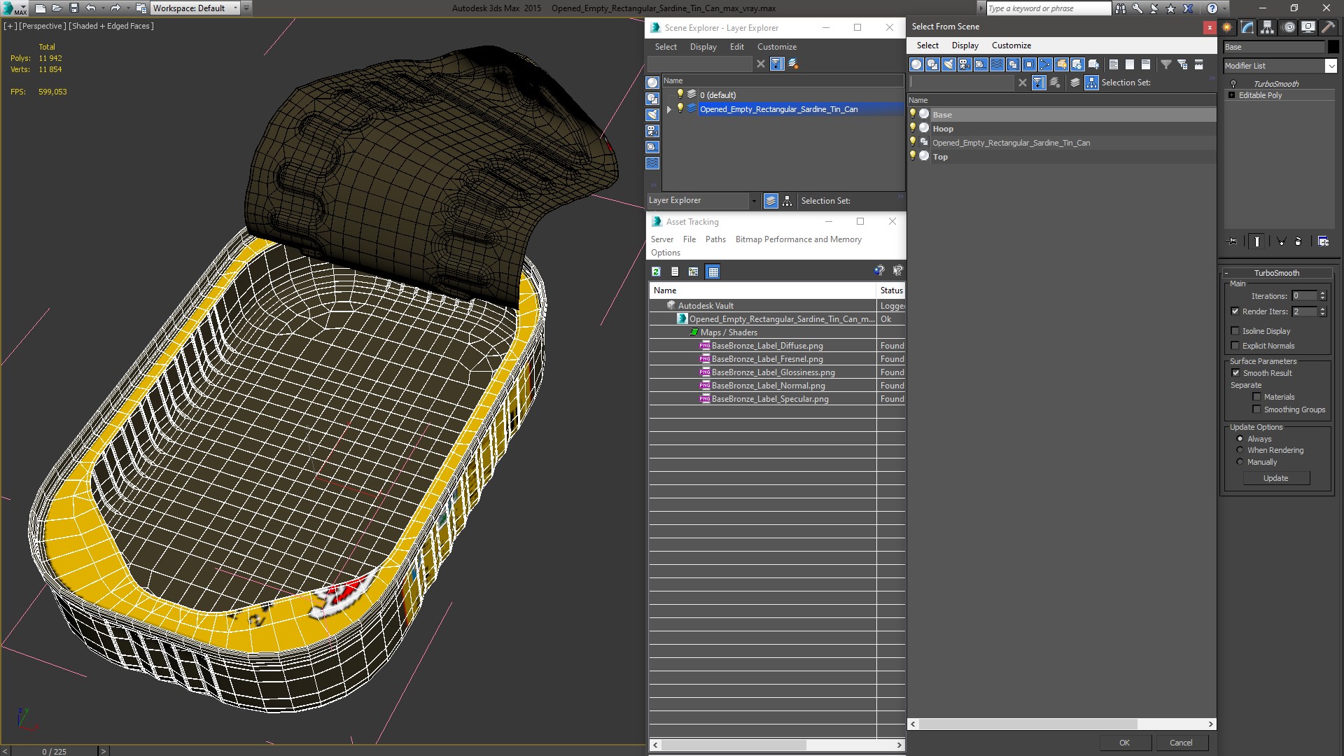 3D Open Empty Rectangular Sardine Tin Can model