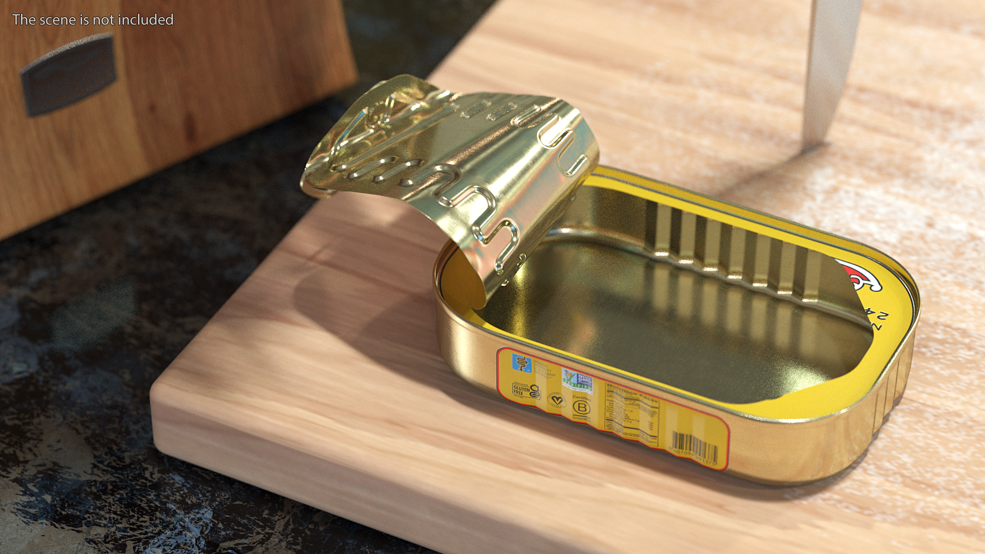 3D Open Empty Rectangular Sardine Tin Can model