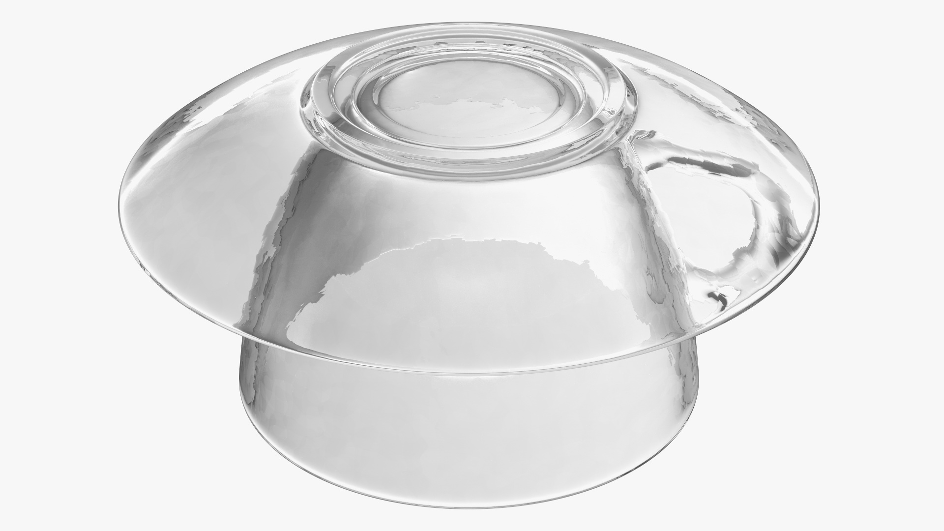3D Clear Glass Tea Cup with Plate Empty