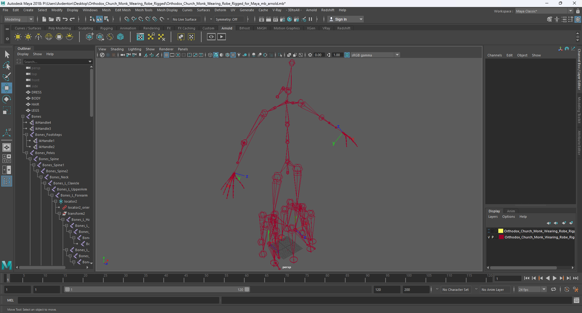Orthodox Church Monk Wearing Robe Rigged for Maya 3D model