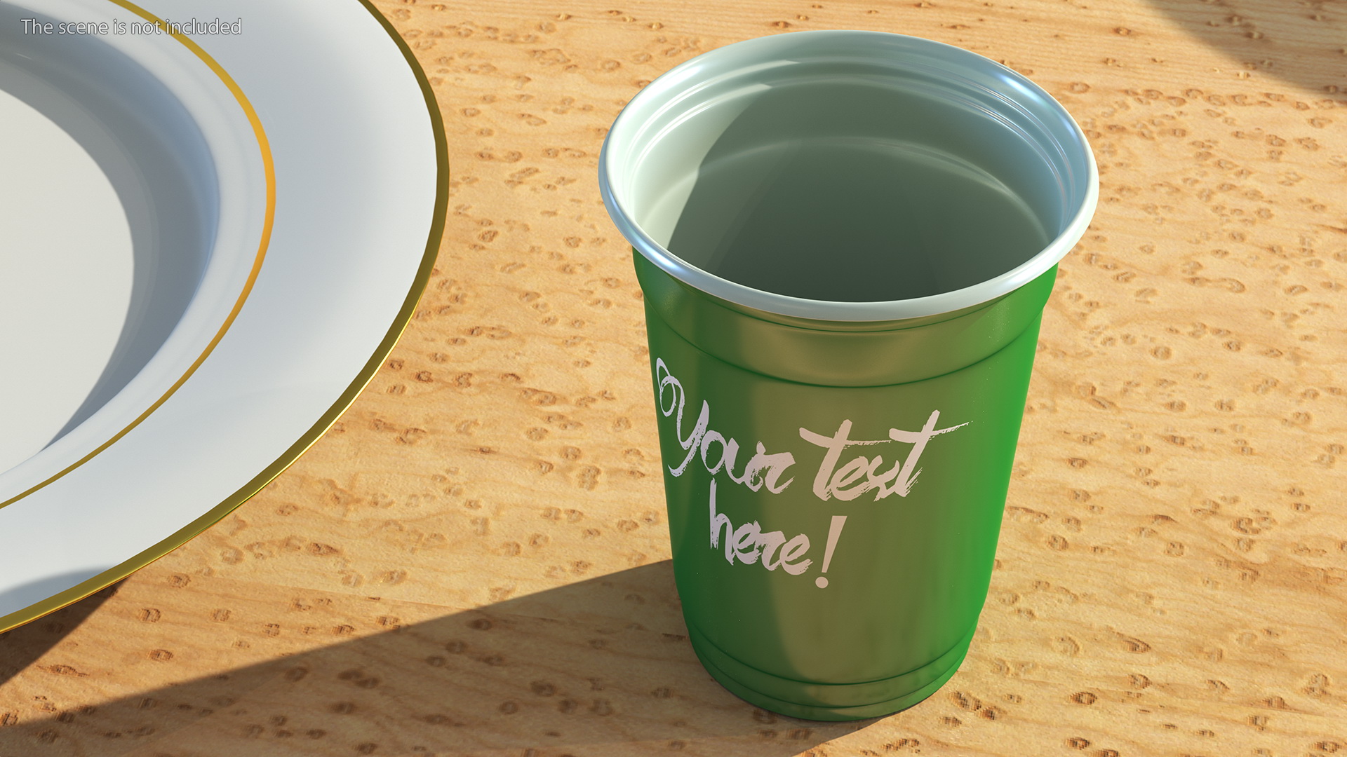 Plastic Cup Your Text Green 3D