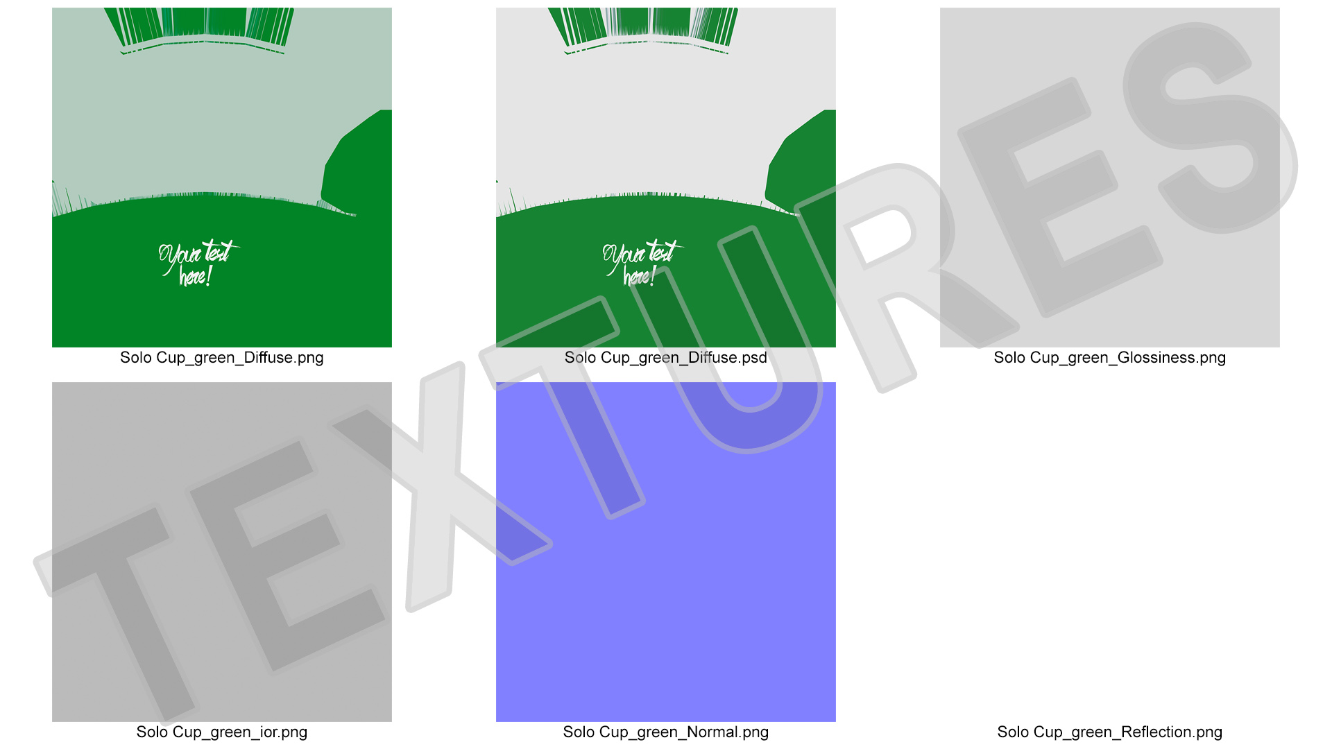 Plastic Cup Your Text Green 3D