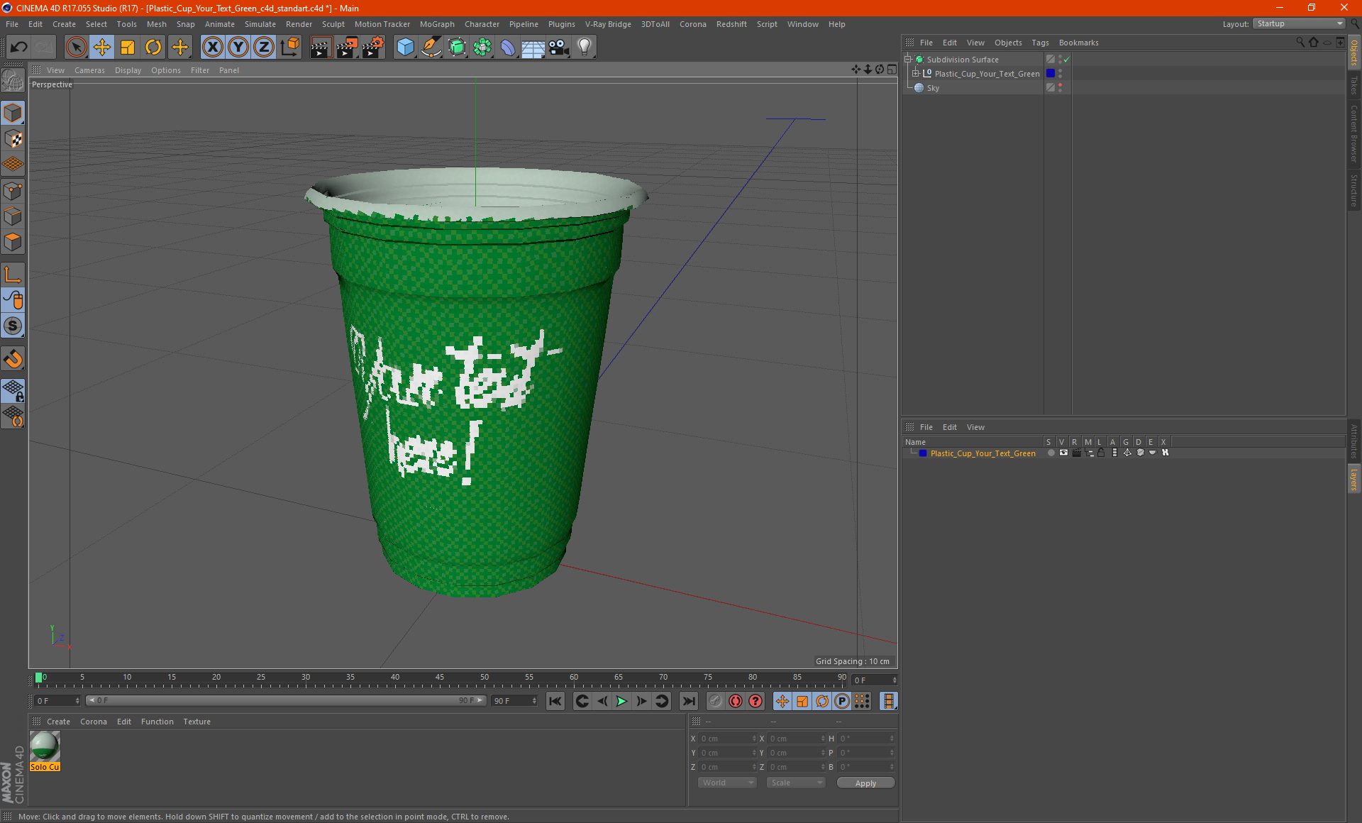 Plastic Cup Your Text Green 3D