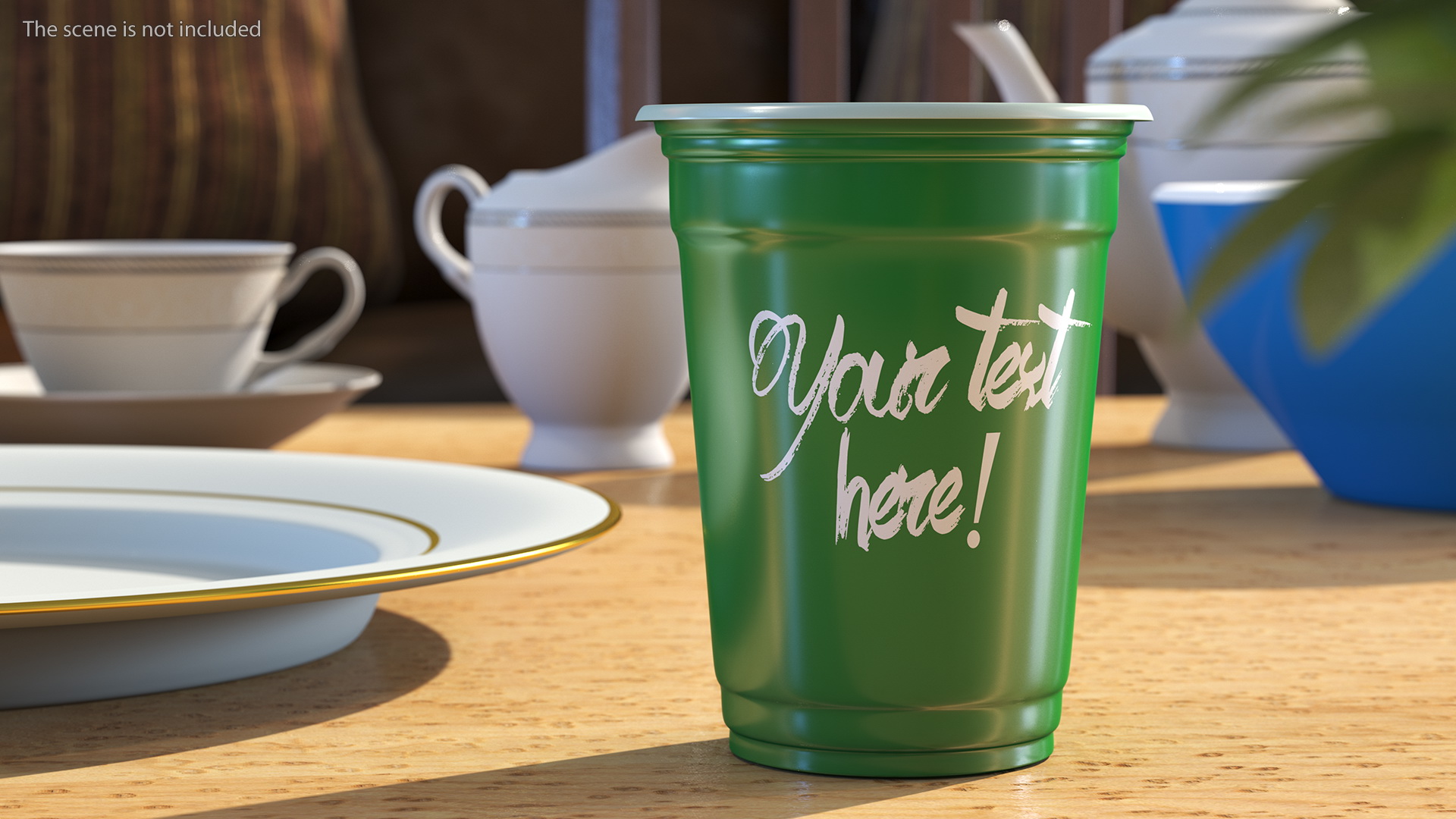 Plastic Cup Your Text Green 3D