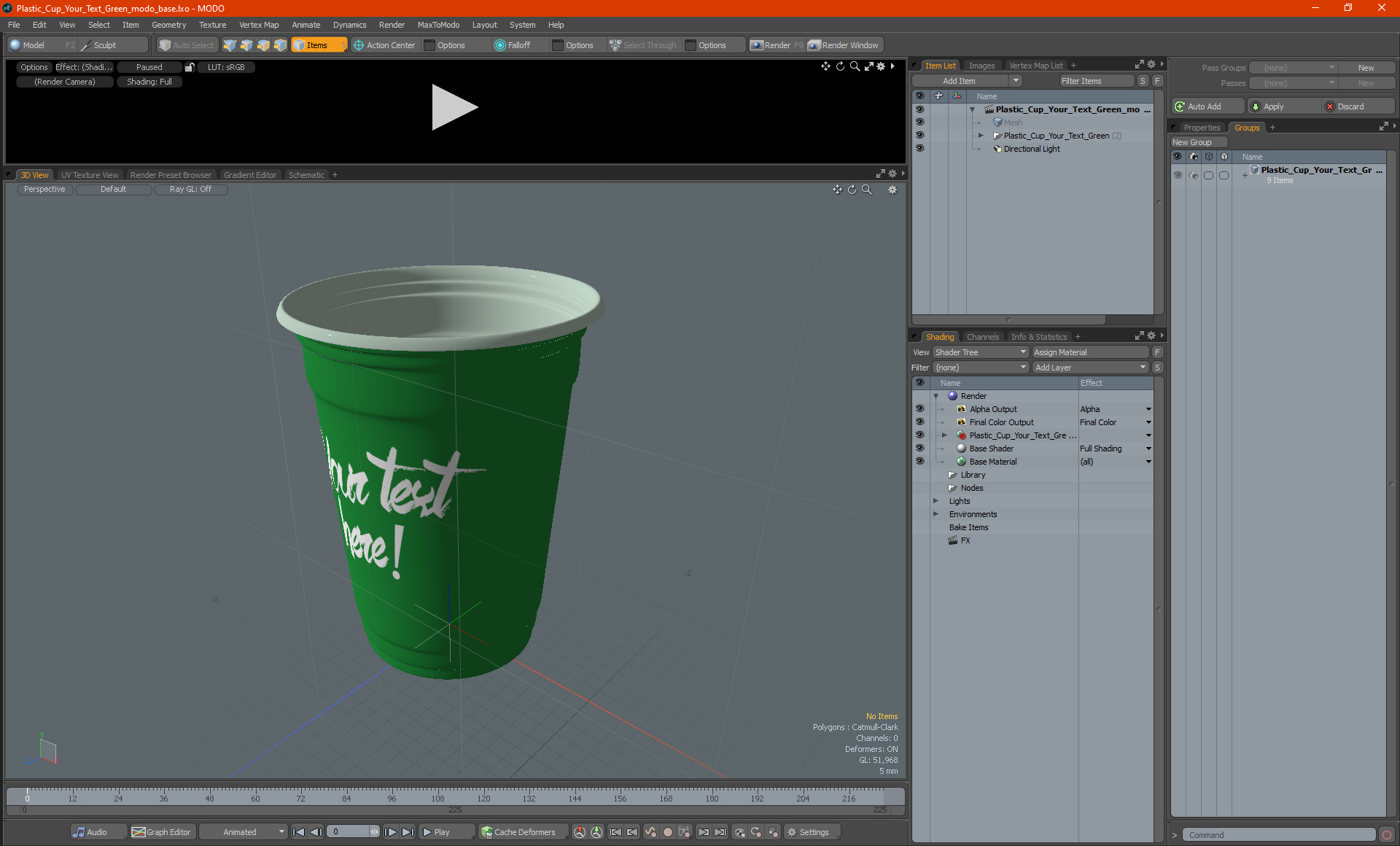 Plastic Cup Your Text Green 3D