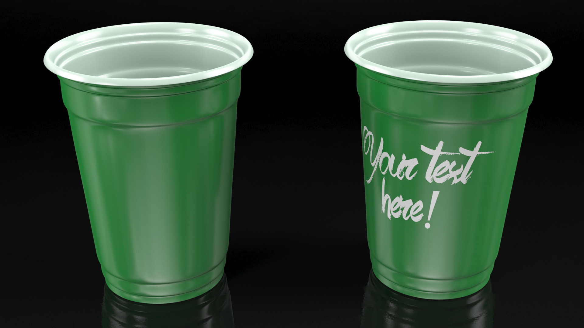 Plastic Cup Your Text Green 3D