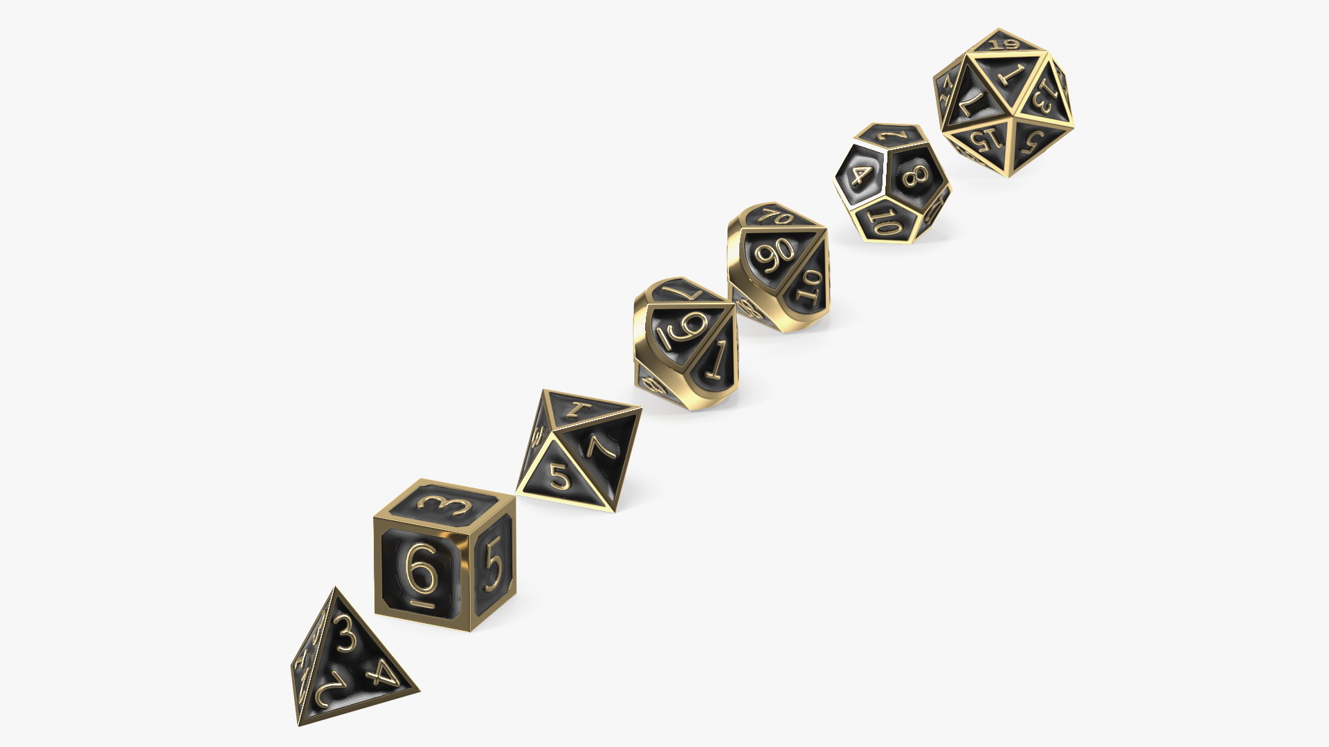 DND Dice Set Bronze 3D model