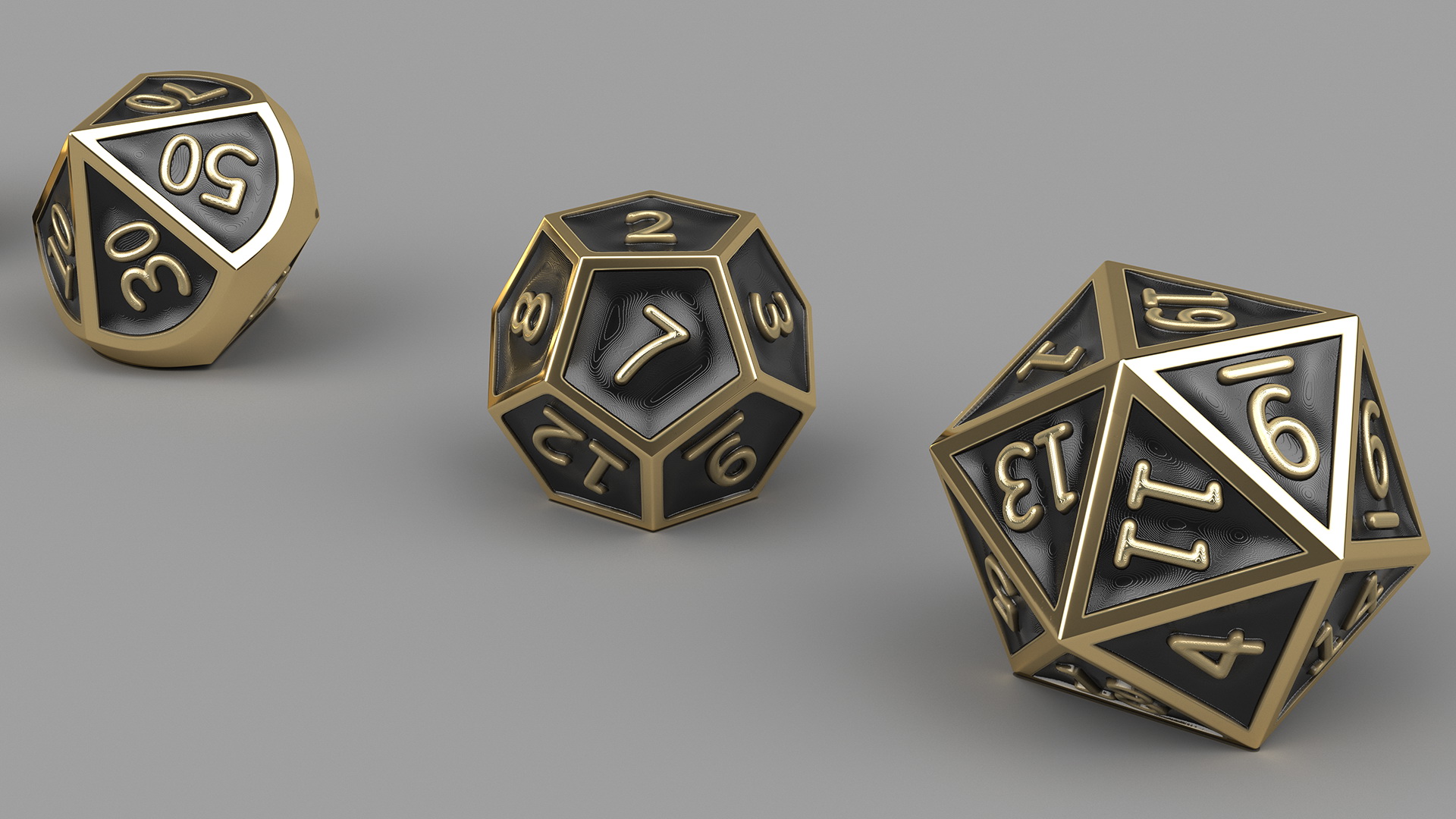 DND Dice Set Bronze 3D model