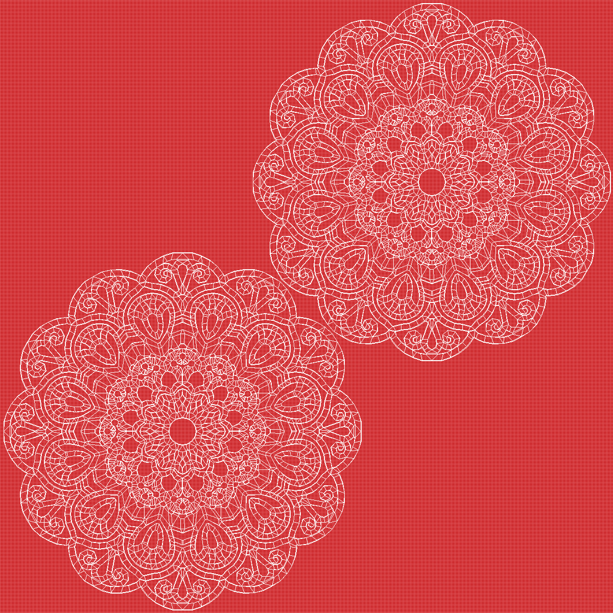 3D Decorative Round Lace Paper Doilie Red model