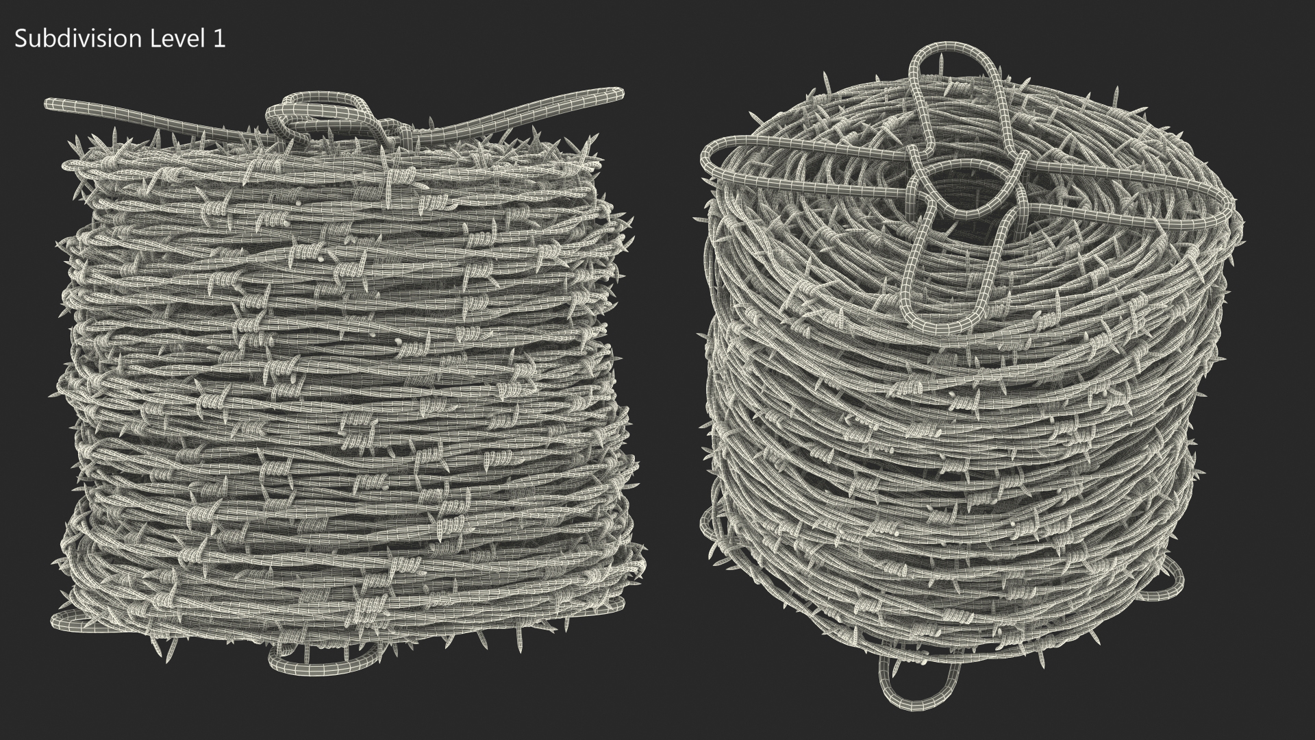 Barbed Wire Roll Black 3D