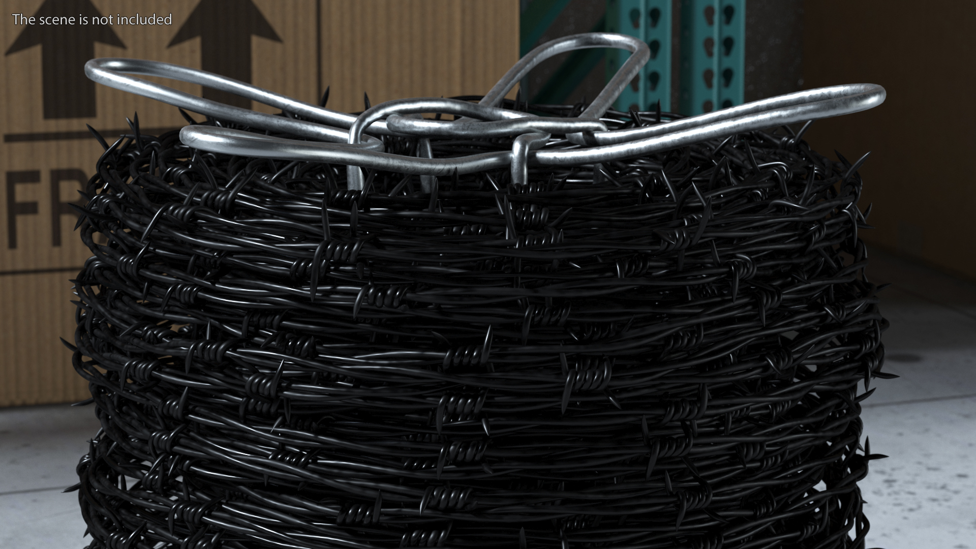 Barbed Wire Roll Black 3D