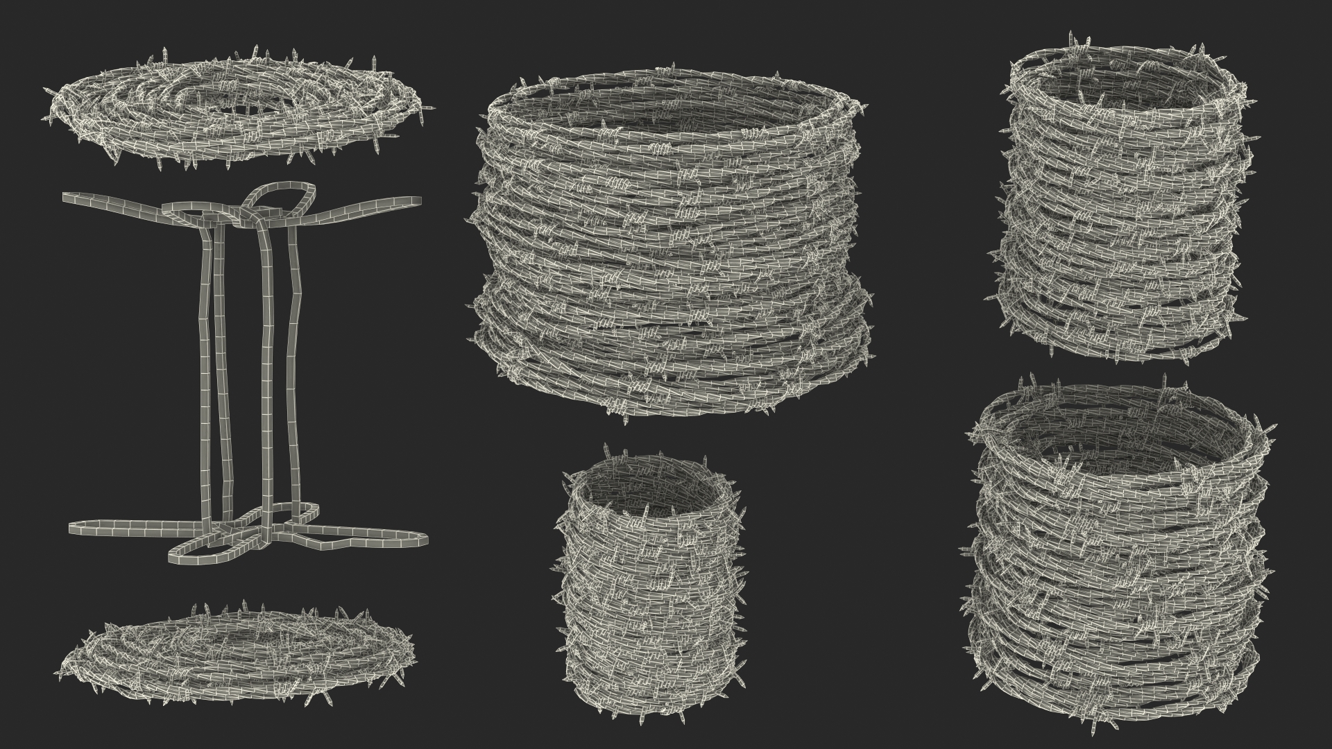 Barbed Wire Roll Black 3D