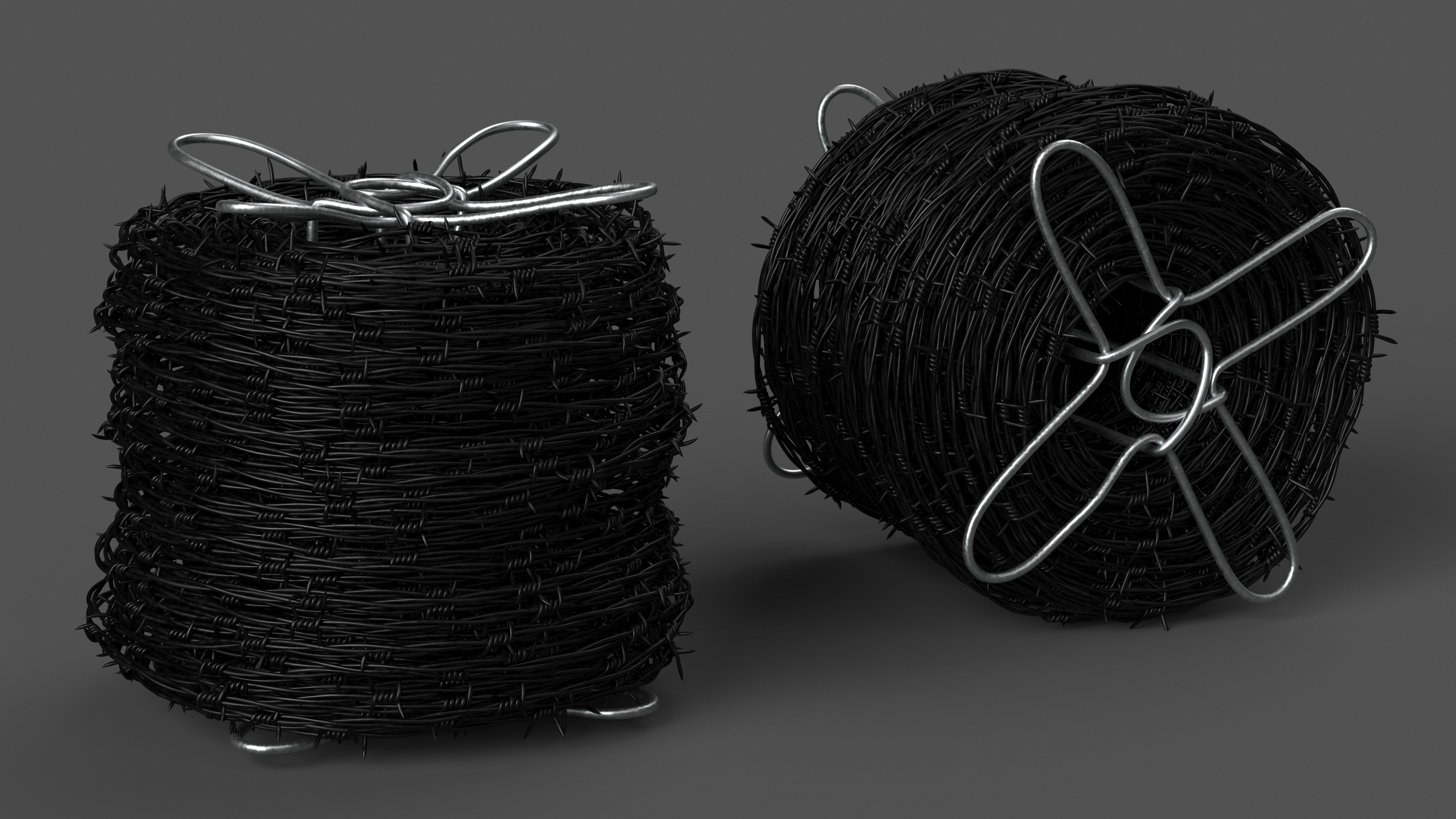 Barbed Wire Roll Black 3D