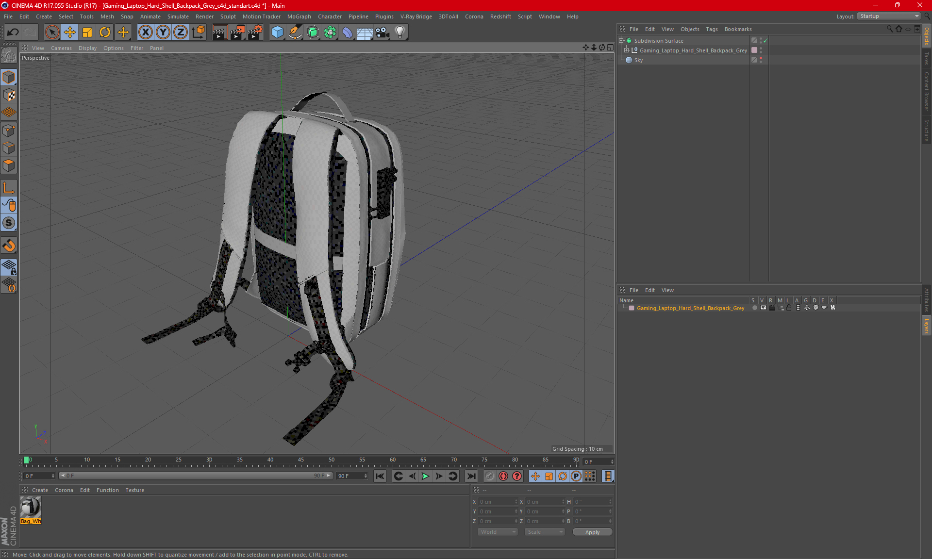 3D Gaming Laptop Hard Shell Backpack Grey model